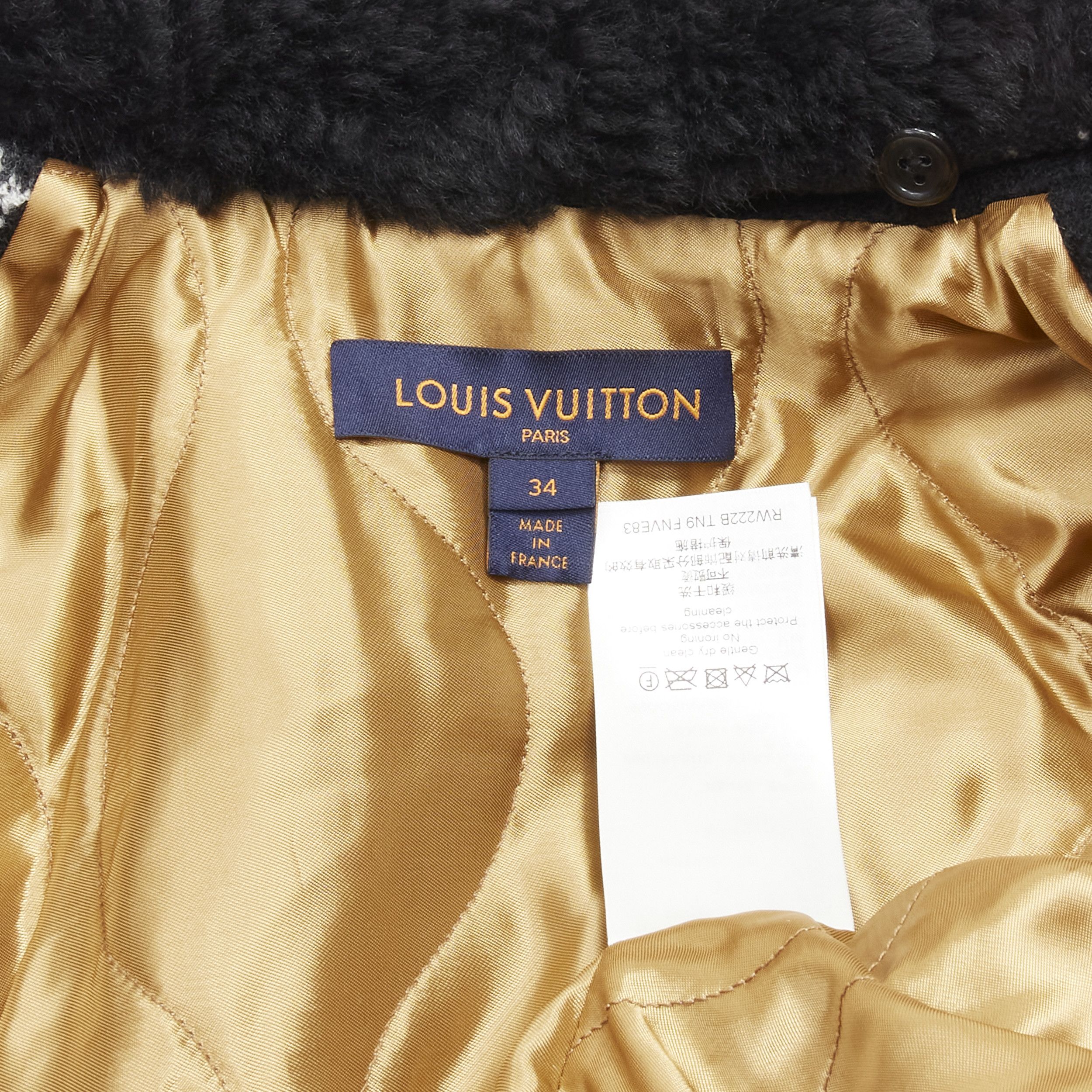 Louis Vuitton LOUIS VUITTON black LV logo intarsia argyle wool boxy aviator jacket FR34 XS Size XS / US 0-2 / IT 36-38 - 10 Thumbnail