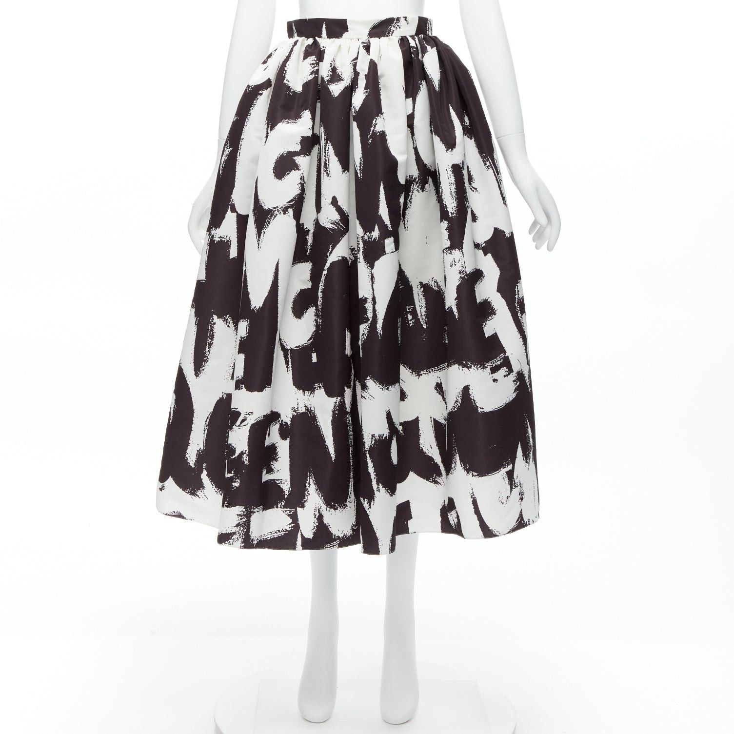 Alexander McQueen ALEXANDER MCQUEEN 2022 Brush Graffiti black white logo letter print flared full skirt IT38 XS Size 26" / US 2 / IT 38 - 10 Thumbnail