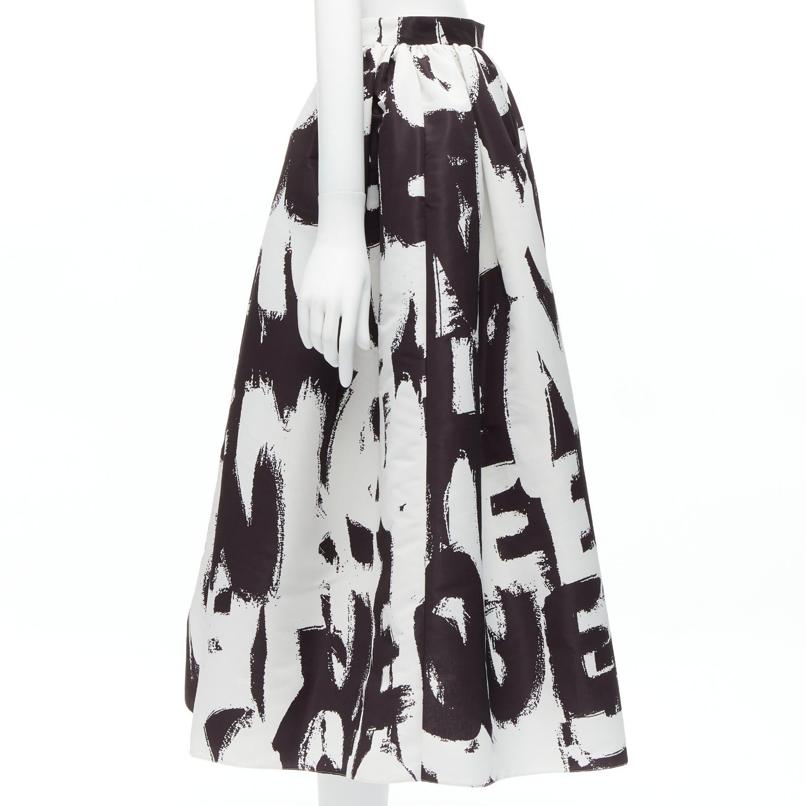 Alexander McQueen ALEXANDER MCQUEEN 2022 Brush Graffiti black white logo letter print flared full skirt IT38 XS Size 26" / US 2 / IT 38 - 4 Thumbnail
