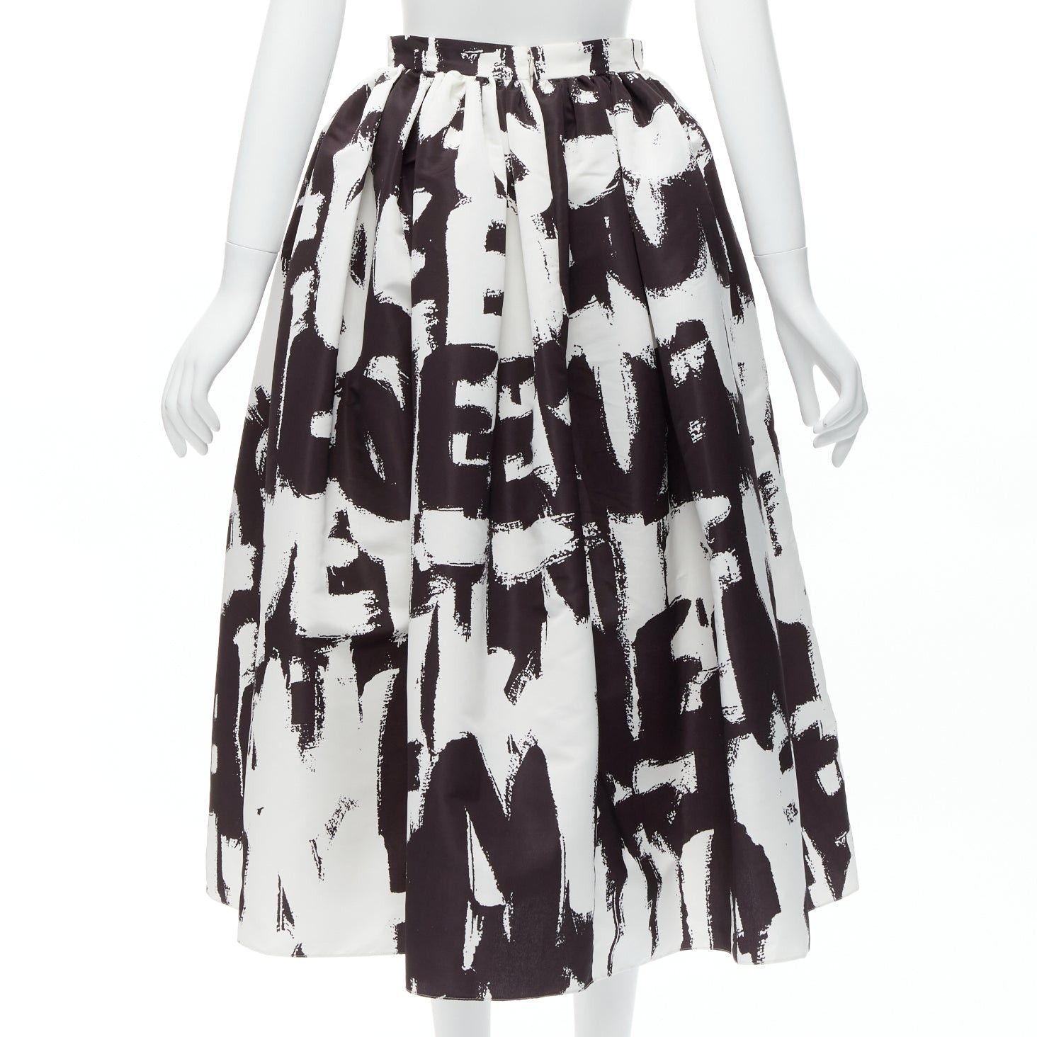 Alexander McQueen ALEXANDER MCQUEEN 2022 Brush Graffiti black white logo letter print flared full skirt IT38 XS Size 26" / US 2 / IT 38 - 5 Thumbnail