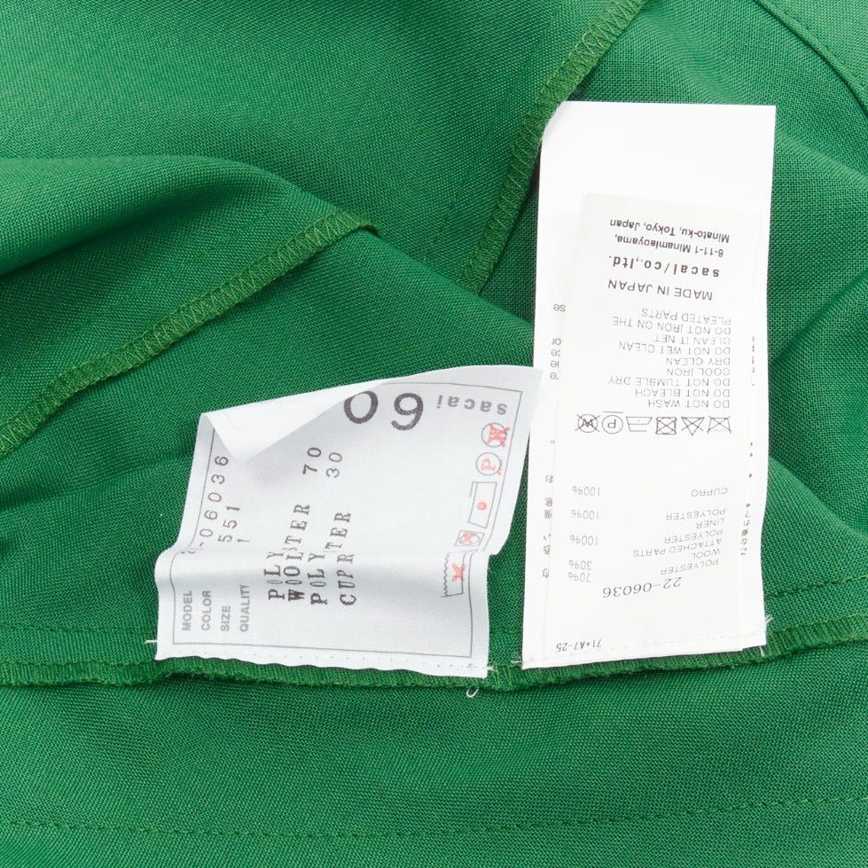 Sacai SACAI 2022 cream satin collar placket green belted pleated layered skirt shirt dress JP1 S Size S / US 4 / IT 40 - 8 Thumbnail
