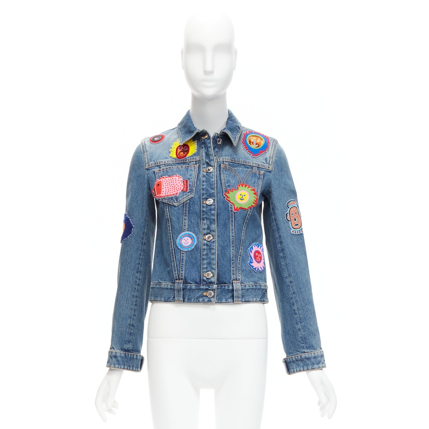 Louis Vuitton LOUIS VUITTON Yayoi Kusama 2023 Faces leather wool patch blue denim jacket FR34 XS Size XS / US 0-2 / IT 36-38 - 11 Thumbnail