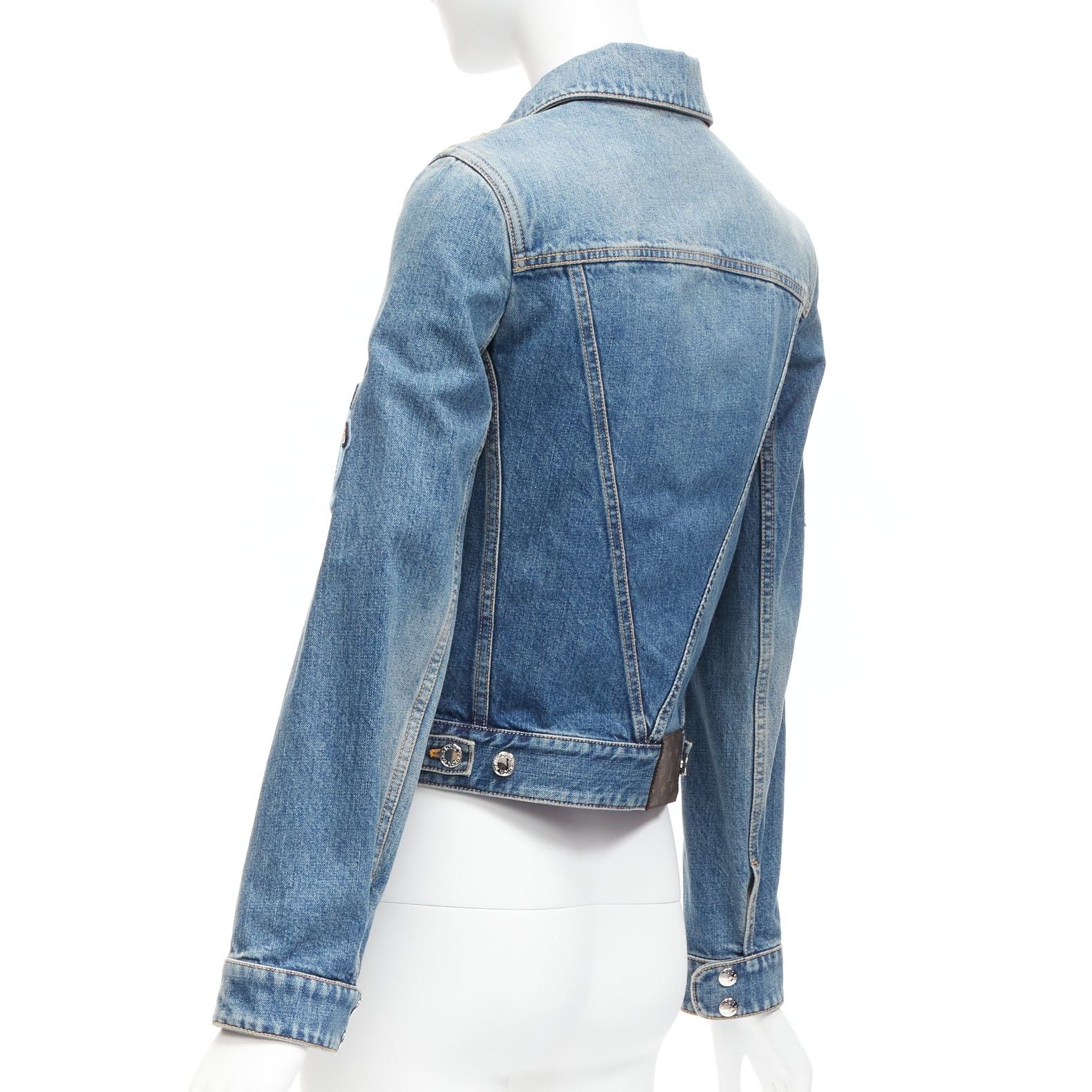 Louis Vuitton LOUIS VUITTON Yayoi Kusama 2023 Faces leather wool patch blue denim jacket FR34 XS Size XS / US 0-2 / IT 36-38 - 7 Thumbnail