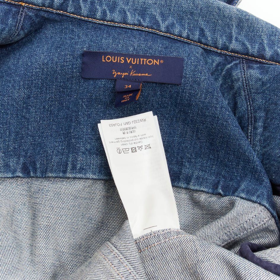Louis Vuitton LOUIS VUITTON Yayoi Kusama 2023 Faces leather wool patch blue denim jacket FR34 XS Size XS / US 0-2 / IT 36-38 - 10 Thumbnail