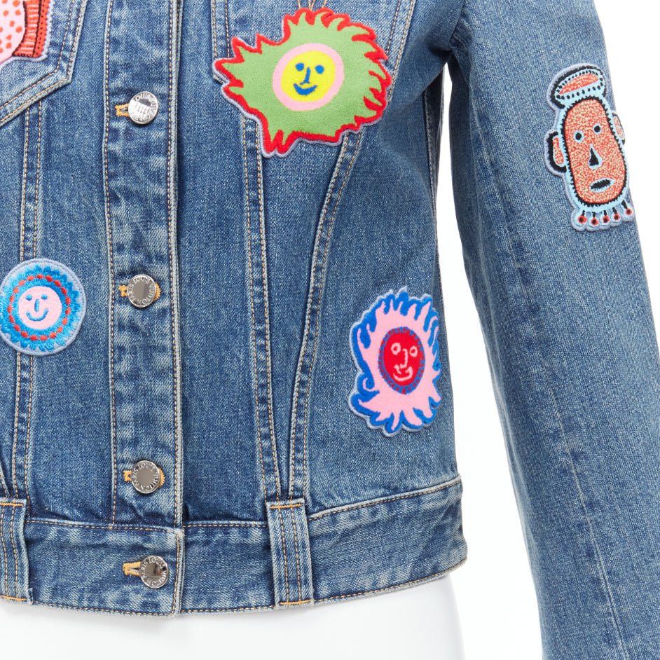 Louis Vuitton LOUIS VUITTON Yayoi Kusama 2023 Faces leather wool patch blue denim jacket FR34 XS Size XS / US 0-2 / IT 36-38 - 9 Thumbnail