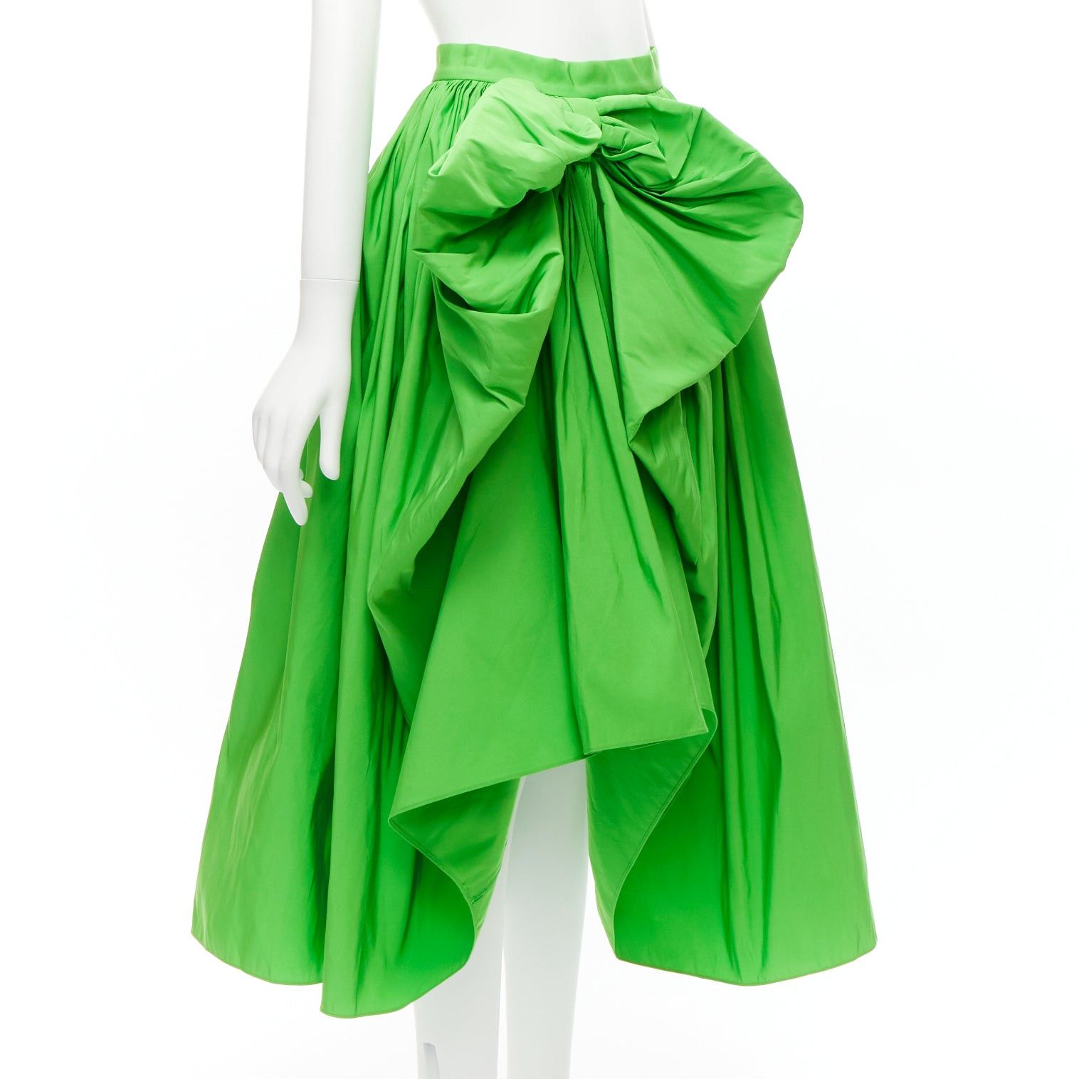 Alexander McQueen ALEXANDER MCQUEEN 2022 green taffeta bow detail high low cocktail skirt IT38 XS Size 26" / US 2 / IT 38 - 3 Thumbnail