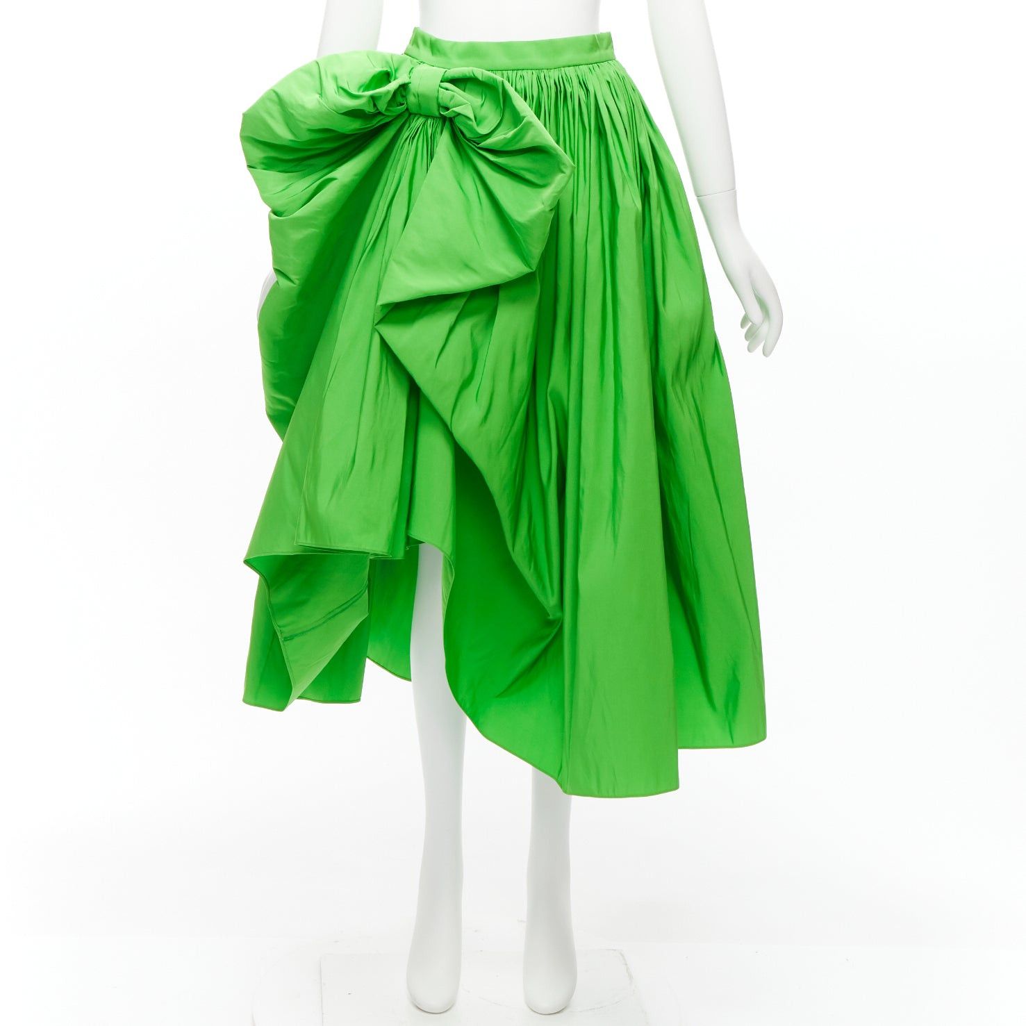 Alexander McQueen ALEXANDER MCQUEEN 2022 green taffeta bow detail high low cocktail skirt IT38 XS Size 26" / US 2 / IT 38 - 9 Thumbnail