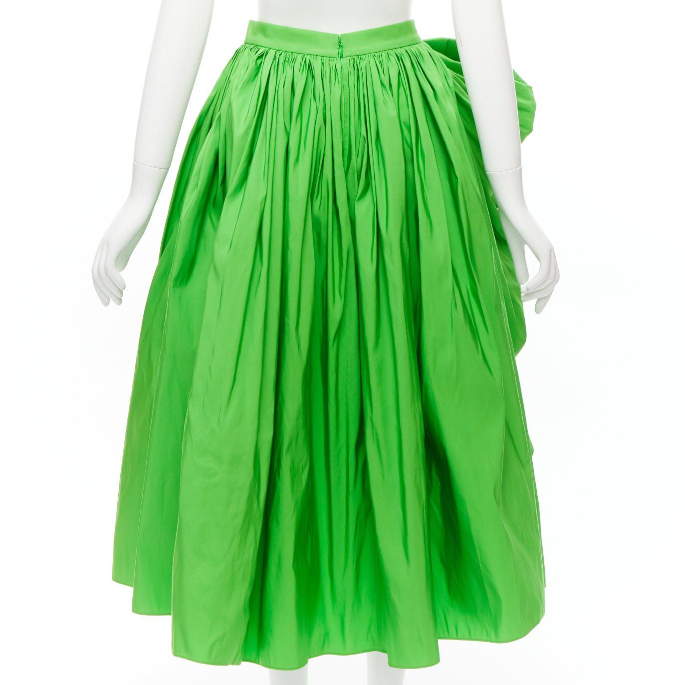 Alexander McQueen ALEXANDER MCQUEEN 2022 green taffeta bow detail high low cocktail skirt IT38 XS Size 26" / US 2 / IT 38 - 5 Thumbnail