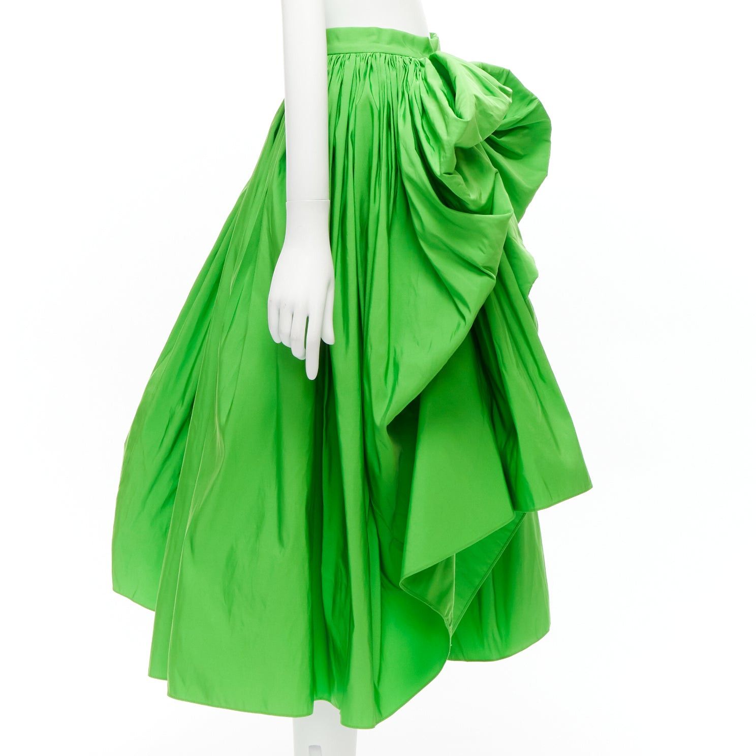 Alexander McQueen ALEXANDER MCQUEEN 2022 green taffeta bow detail high low cocktail skirt IT38 XS Size 26" / US 2 / IT 38 - 4 Thumbnail
