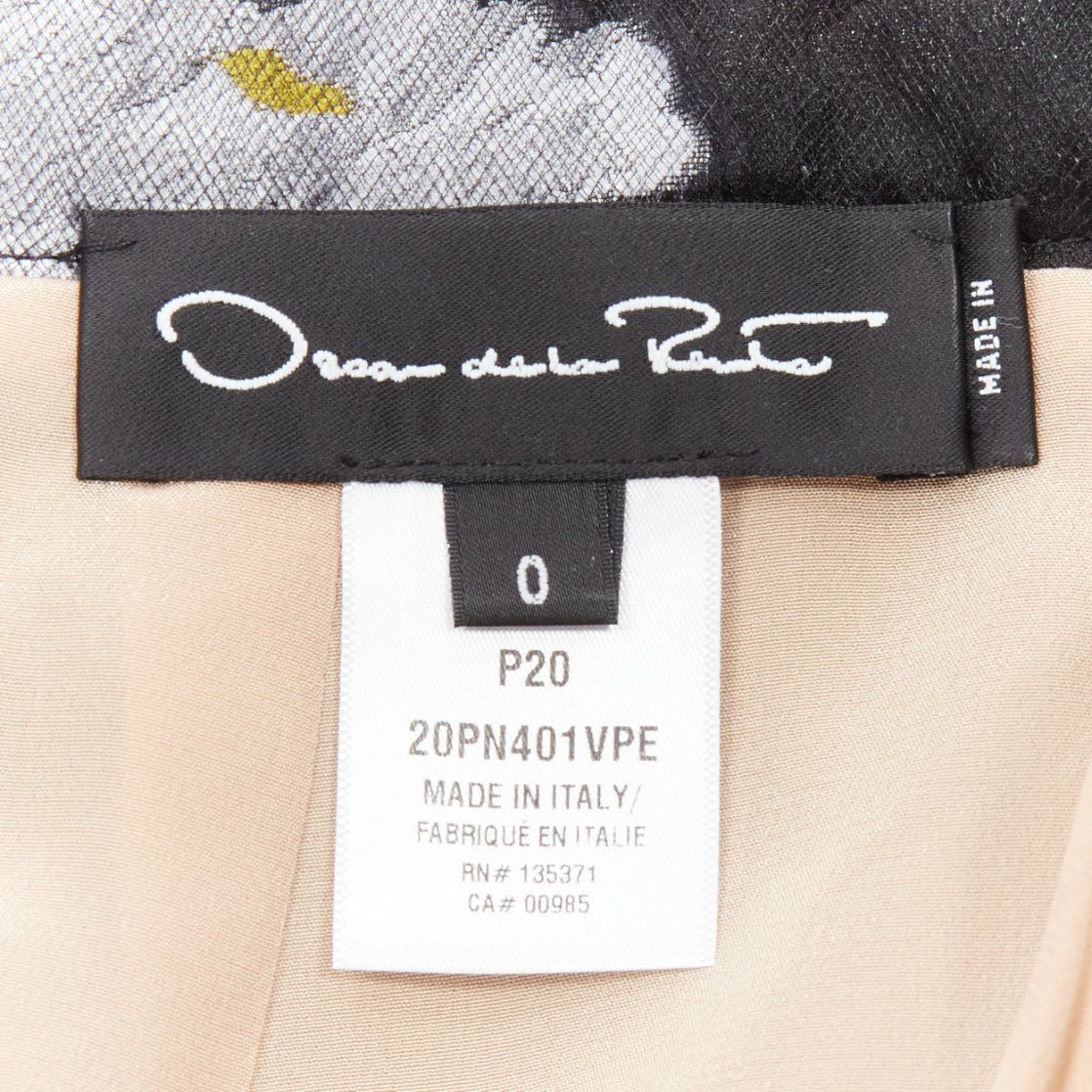 Oscar De La Renta OSCAR DE LA RENTA 2020 black tulle overlay grey green floral jacquard skirt US0 XS Size 26" / US 2 / IT 38 - 8 Thumbnail