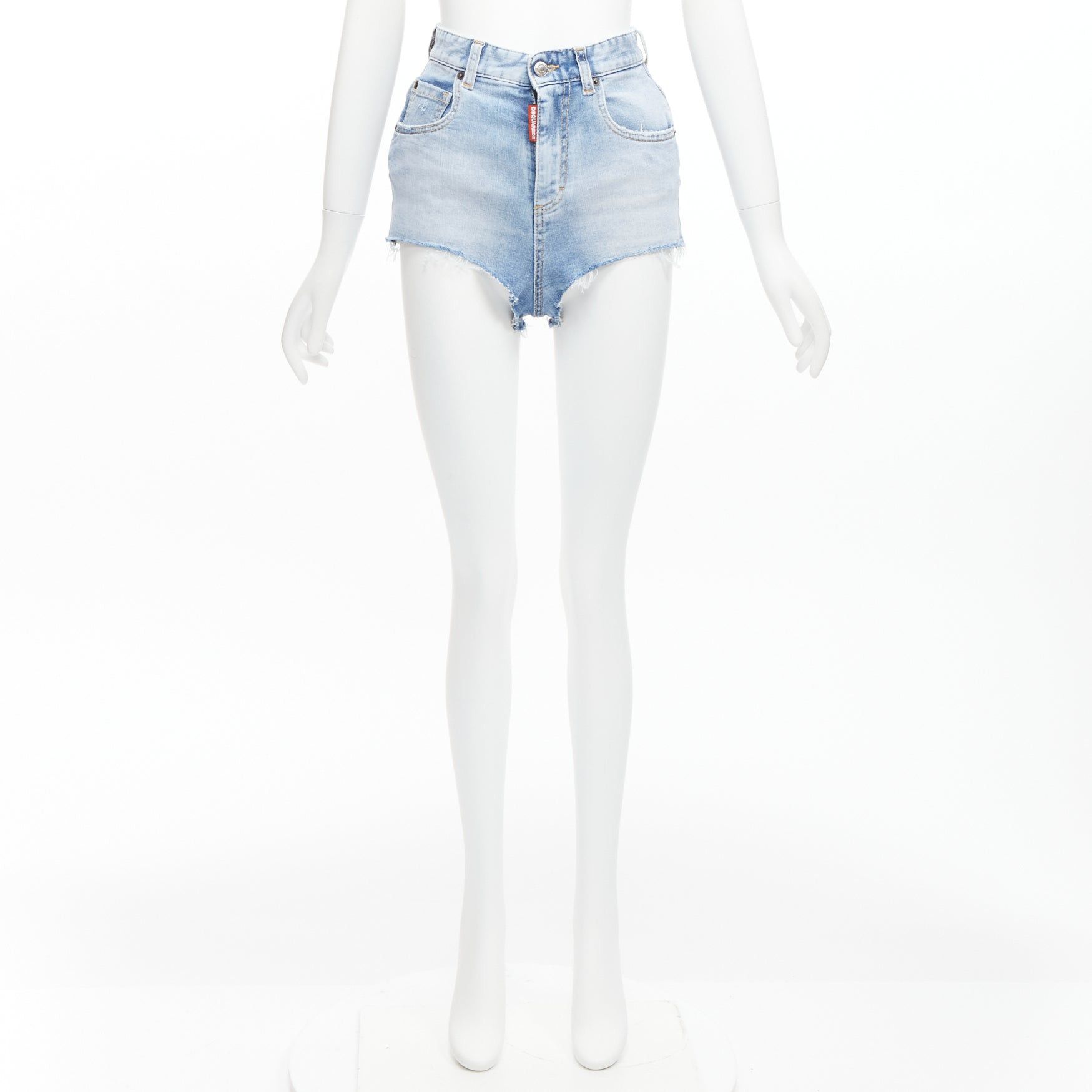 Dsquared2 DSQUARED2 HONEY blue heart washed denim leopard lined high waistedhot pants IT36 XXS Size 25" / US 0 / IT 36 - 9 Thumbnail