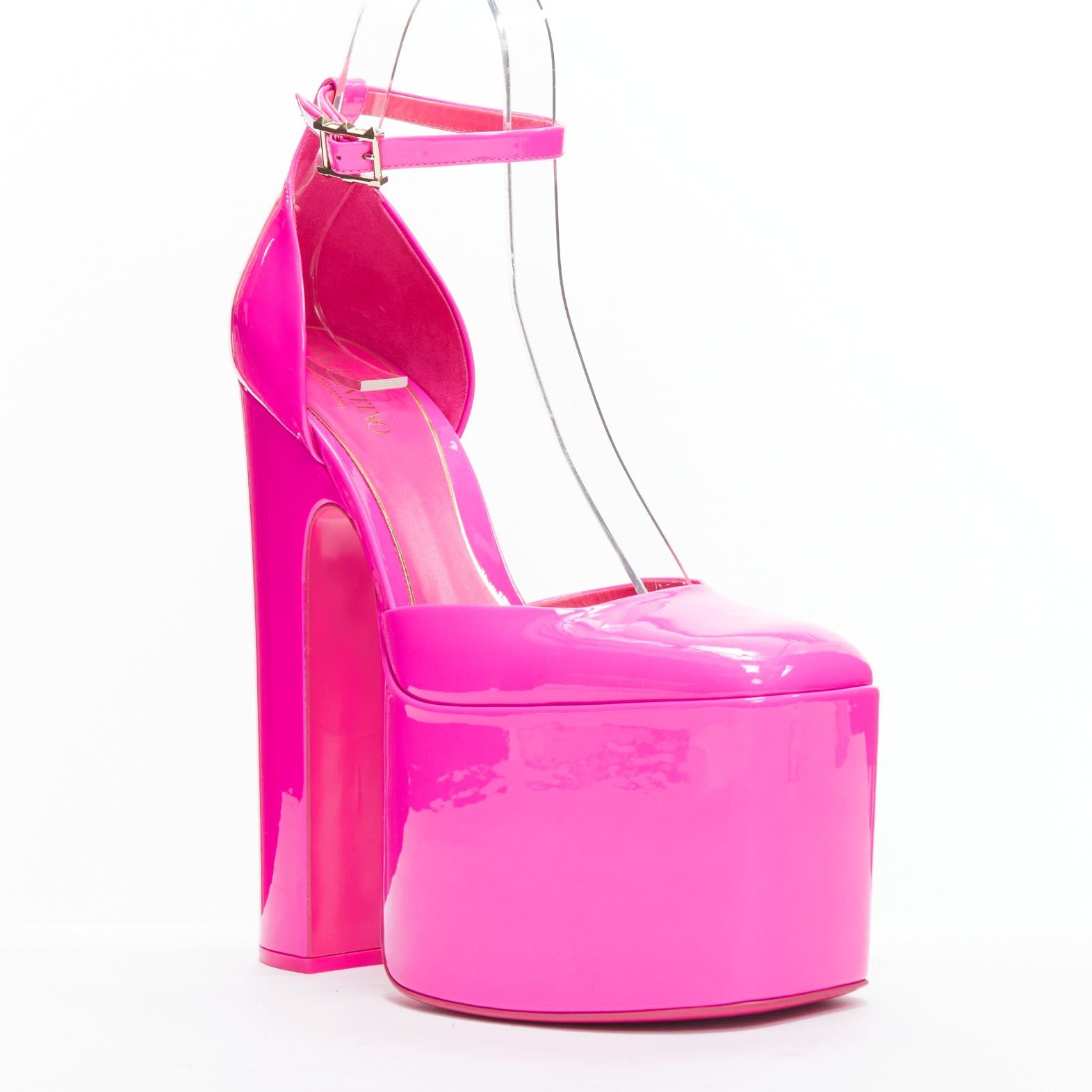 Valentino VALENTINO Runway Discobox 180 hot pink patent platform ankle strap heels EU39 Size US 9 / IT 39 - 2 Thumbnail