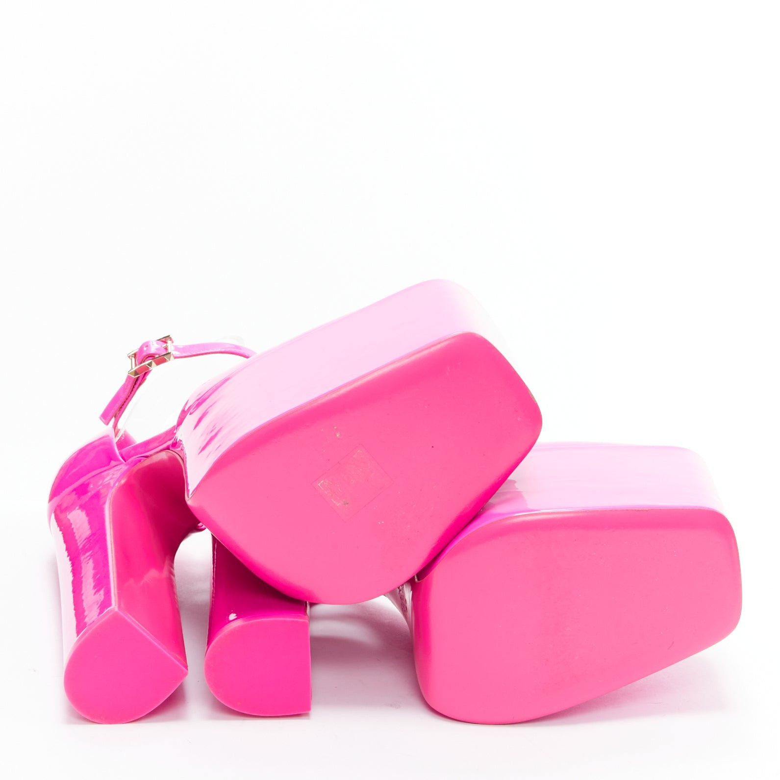 Valentino VALENTINO Runway Discobox 180 hot pink patent platform ankle strap heels EU39 Size US 9 / IT 39 - 11 Thumbnail