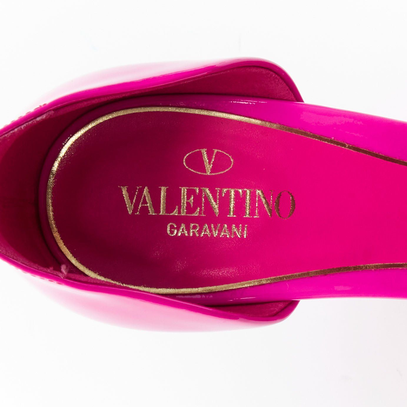 Valentino VALENTINO Runway Discobox 180 hot pink patent platform ankle strap heels EU39 Size US 9 / IT 39 - 9 Thumbnail