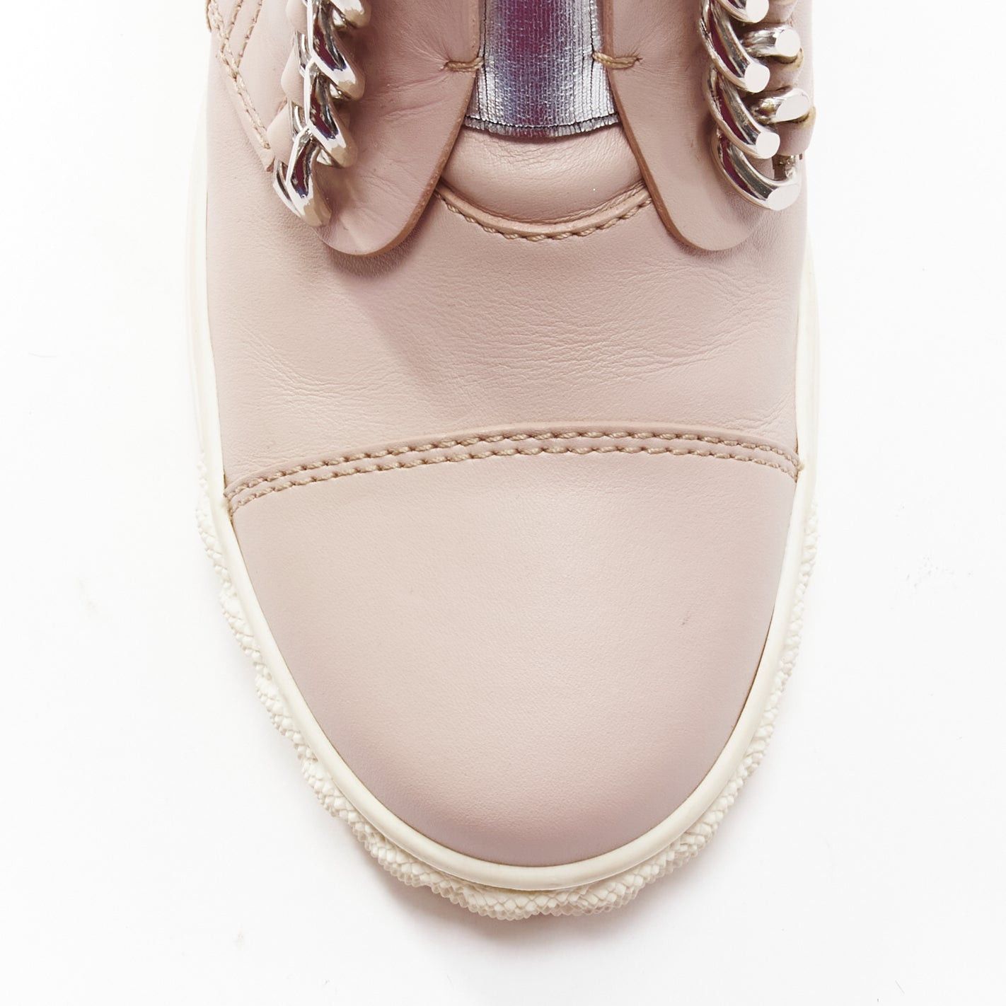Casadei CASADEI pink leather silver chain trim ankle wedge sneakers EU39.5 Size US 9.5 / IT 39.5 - 6 Thumbnail