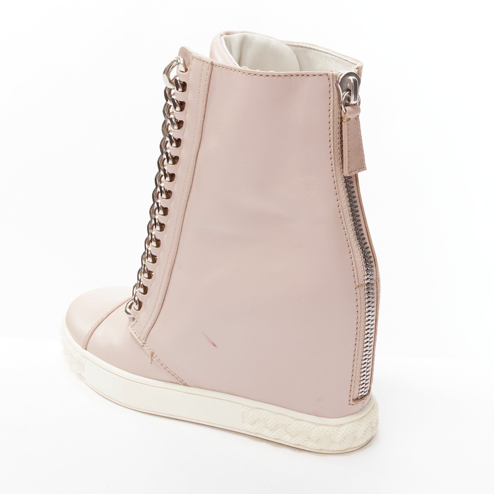 Casadei CASADEI pink leather silver chain trim ankle wedge sneakers EU39.5 Size US 9.5 / IT 39.5 - 8 Thumbnail