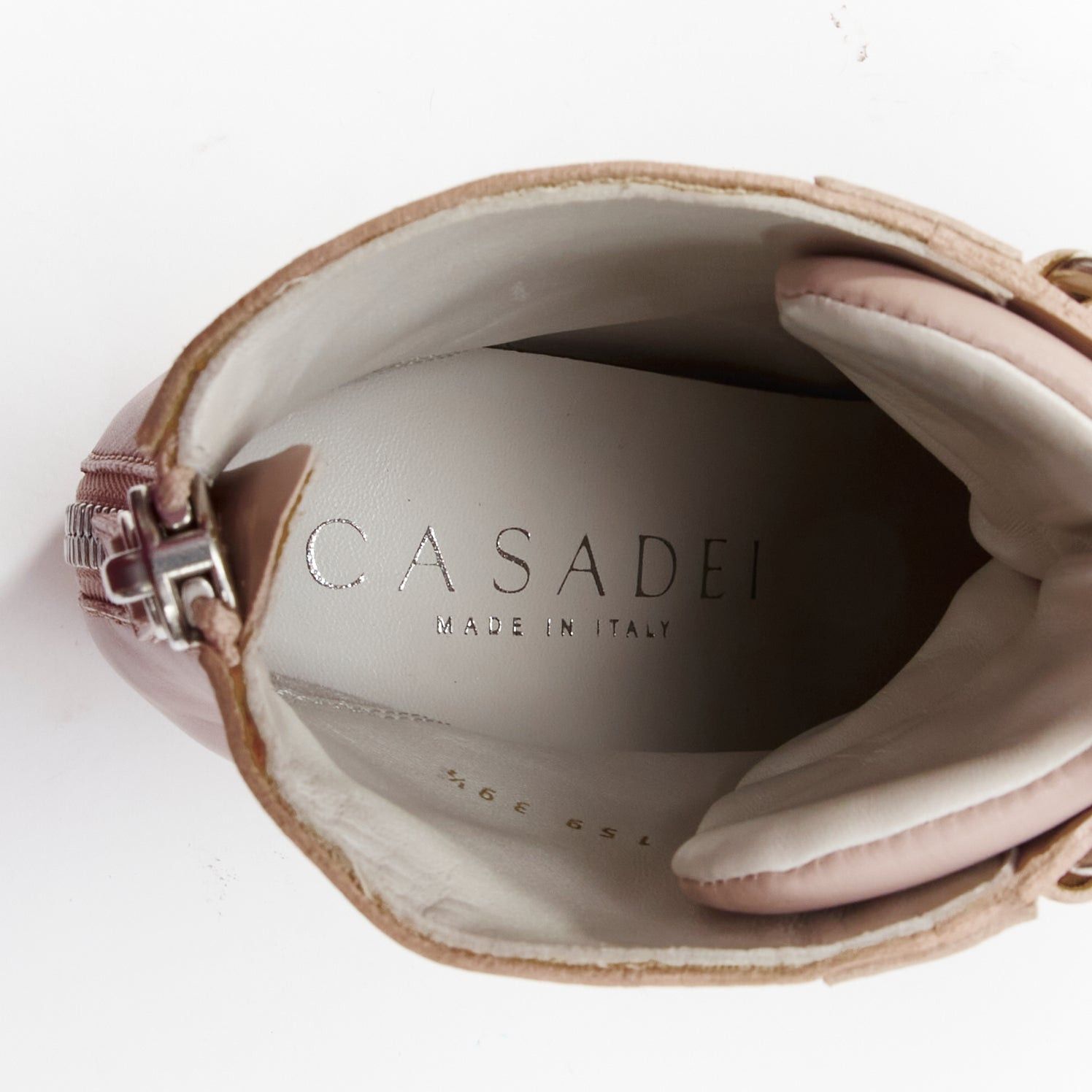 Casadei CASADEI pink leather silver chain trim ankle wedge sneakers EU39.5 Size US 9.5 / IT 39.5 - 9 Thumbnail