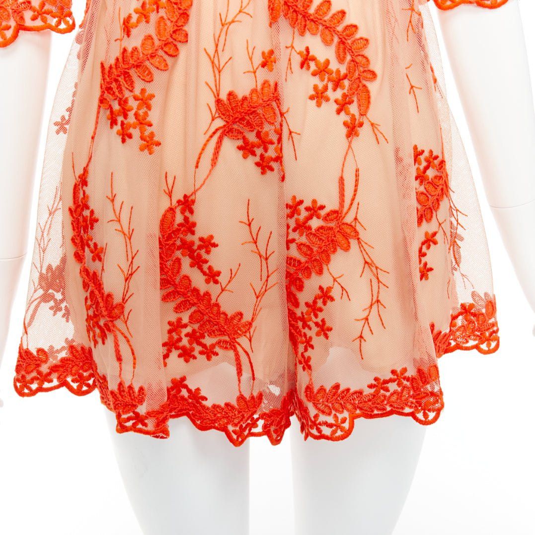 Alice McCall ALICE MCCALL Honeymoon orange lace nude sheer overlay lined romper US6 M Size M / US 6-8 / IT 42-44 - 7 Thumbnail