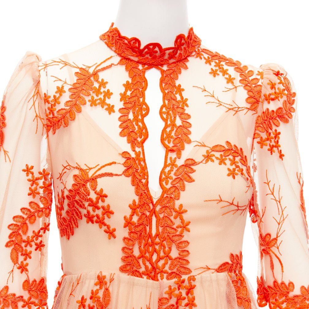 Alice McCall ALICE MCCALL Honeymoon orange lace nude sheer overlay lined romper US6 M Size M / US 6-8 / IT 42-44 - 2 Thumbnail