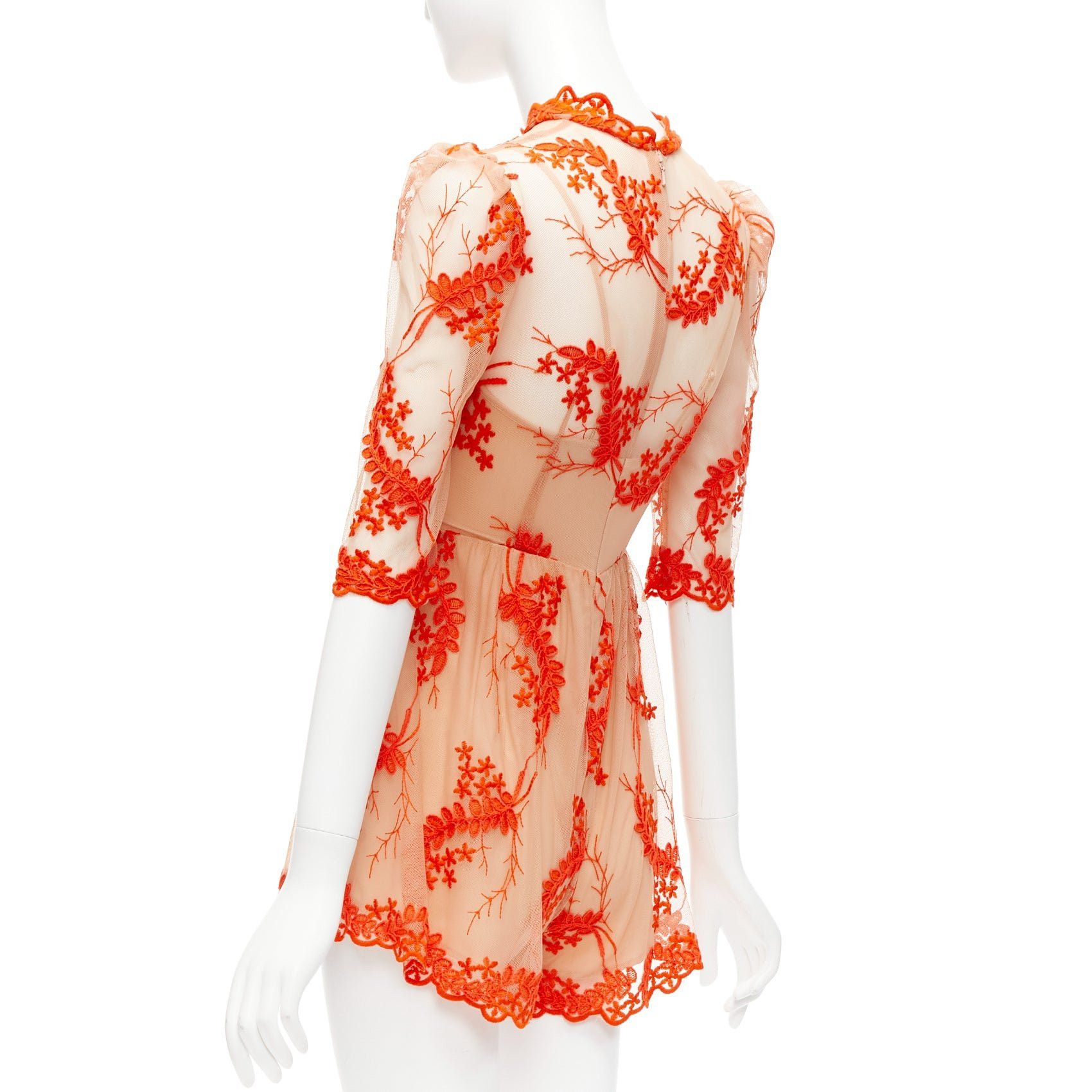 Alice McCall ALICE MCCALL Honeymoon orange lace nude sheer overlay lined romper US6 M Size M / US 6-8 / IT 42-44 - 6 Thumbnail