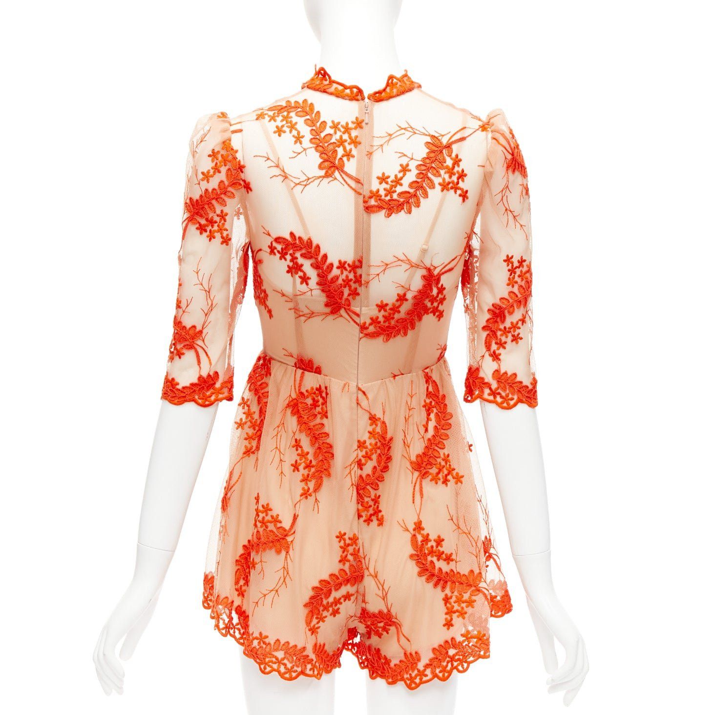 Alice McCall ALICE MCCALL Honeymoon orange lace nude sheer overlay lined romper US6 M Size M / US 6-8 / IT 42-44 - 5 Thumbnail