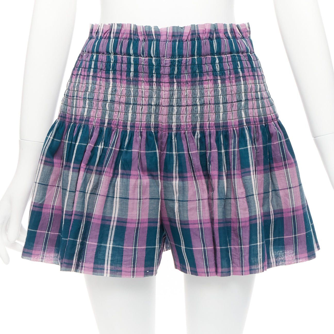 Isabel Marant ISABEL MARANT ETOILE Bethany purple cotton check top FR34 XS shorts FR36 S set Size 27" / US 4 / IT 40 - 8 Thumbnail