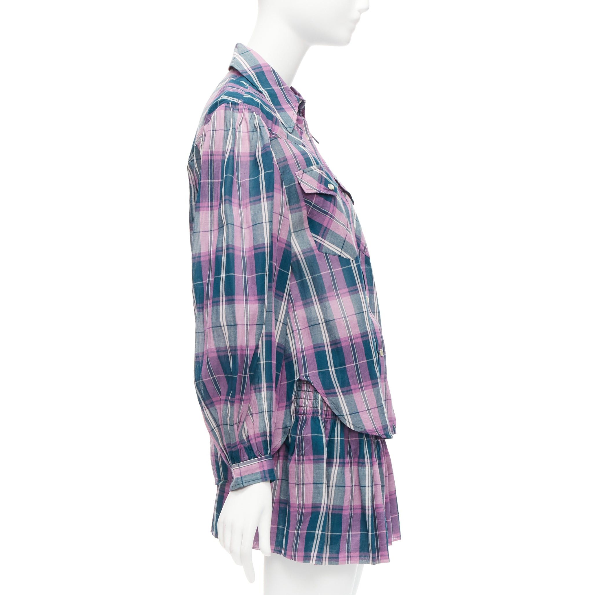 Isabel Marant ISABEL MARANT ETOILE Bethany purple cotton check top FR34 XS shorts FR36 S set Size 27" / US 4 / IT 40 - 4 Thumbnail