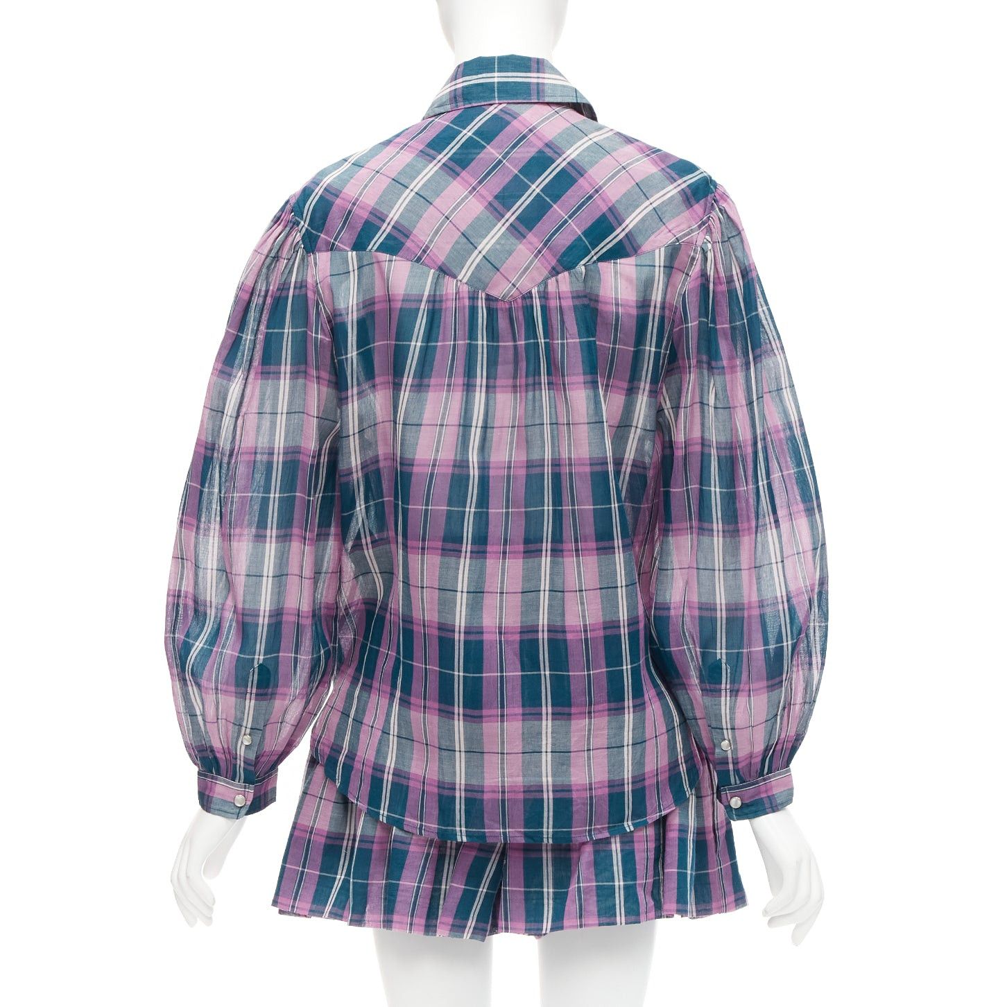 Isabel Marant ISABEL MARANT ETOILE Bethany purple cotton check top FR34 XS shorts FR36 S set Size 27" / US 4 / IT 40 - 5 Thumbnail