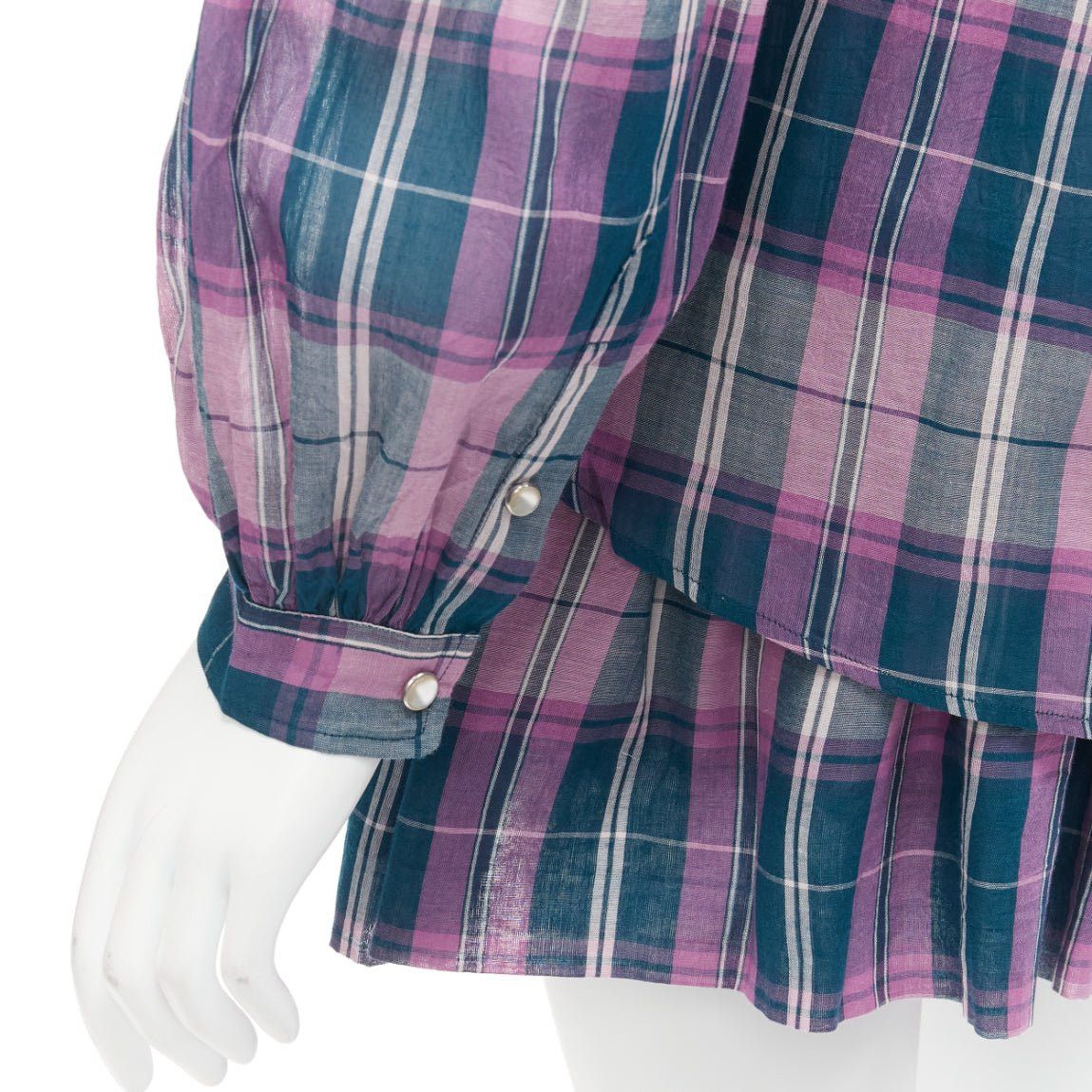 Isabel Marant ISABEL MARANT ETOILE Bethany purple cotton check top FR34 XS shorts FR36 S set Size 27" / US 4 / IT 40 - 7 Thumbnail