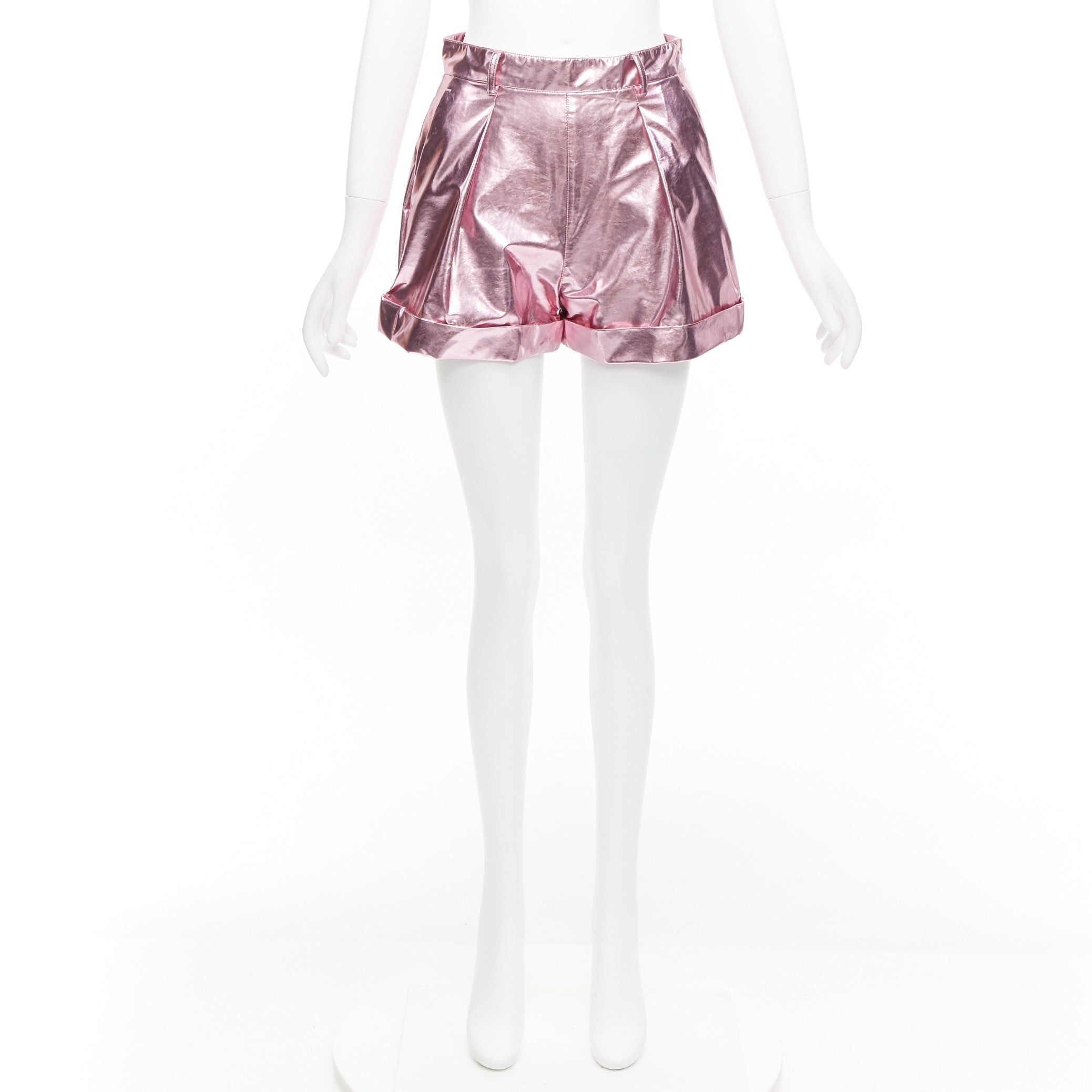 Philosophy di Lorenzo Serafini PHILOSOPHY LORENZO SERAFINI metallic pink PU high waisted cuffed shorts IT40 XS Size 27" / US 4 / IT 40 - 9 Thumbnail