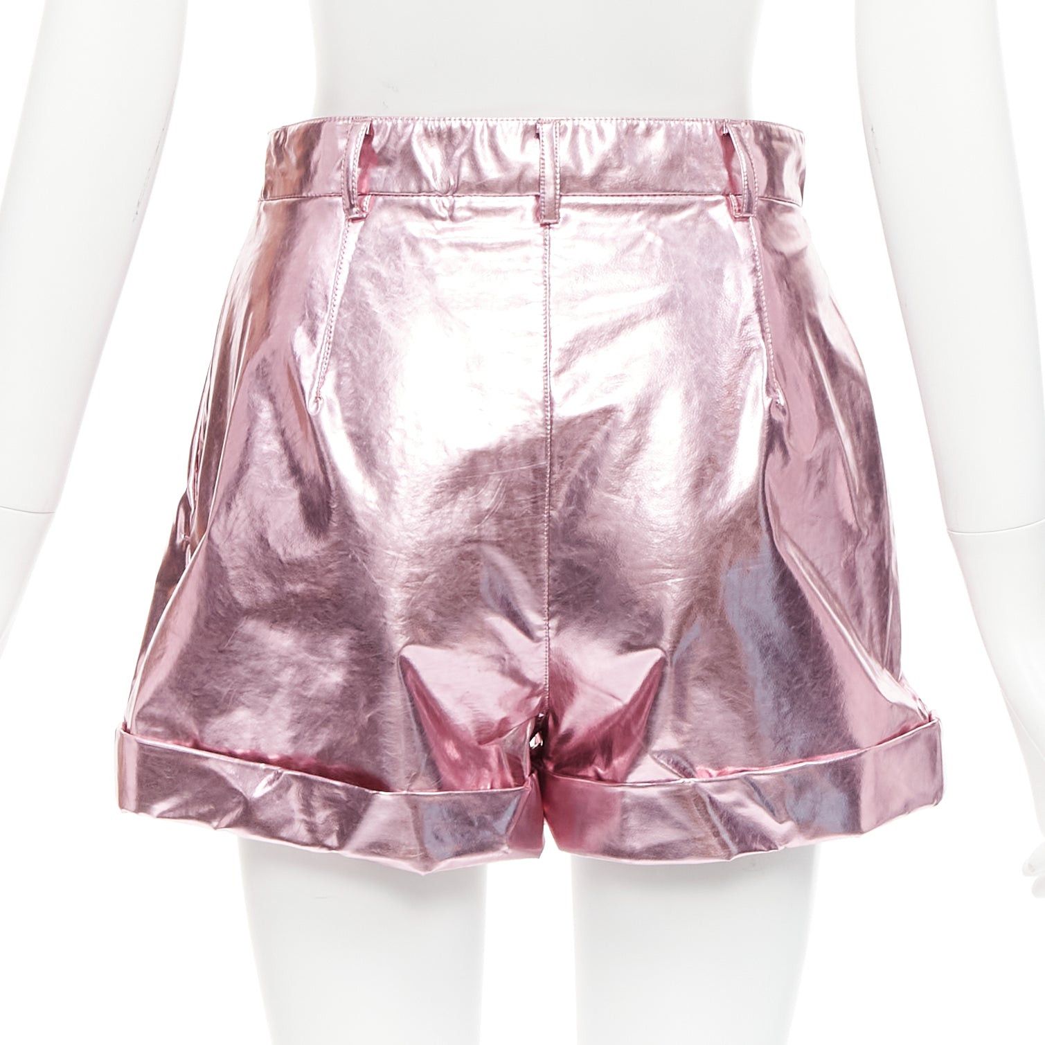 Philosophy di Lorenzo Serafini PHILOSOPHY LORENZO SERAFINI metallic pink PU high waisted cuffed shorts IT40 XS Size 27" / US 4 / IT 40 - 5 Thumbnail