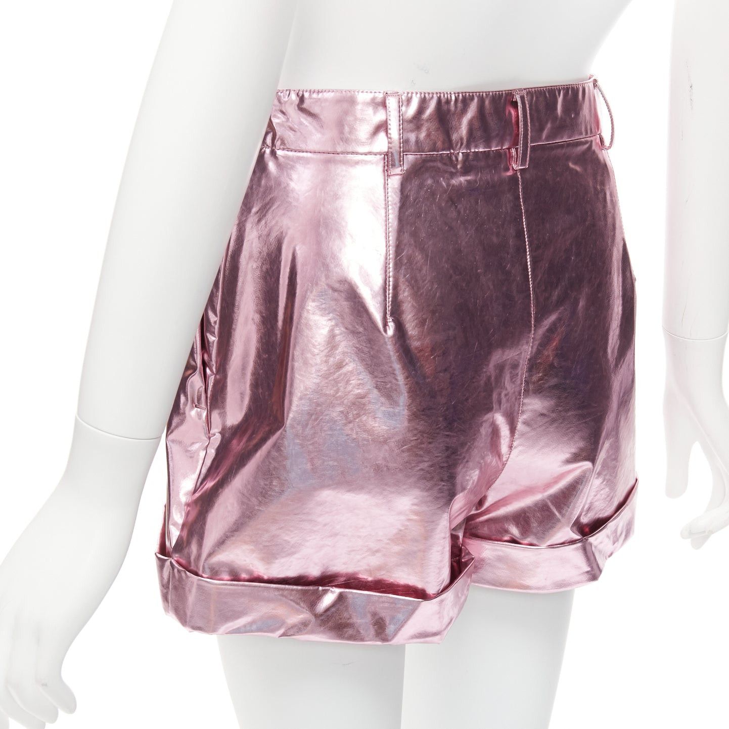 Philosophy di Lorenzo Serafini PHILOSOPHY LORENZO SERAFINI metallic pink PU high waisted cuffed shorts IT40 XS Size 27" / US 4 / IT 40 - 7 Thumbnail
