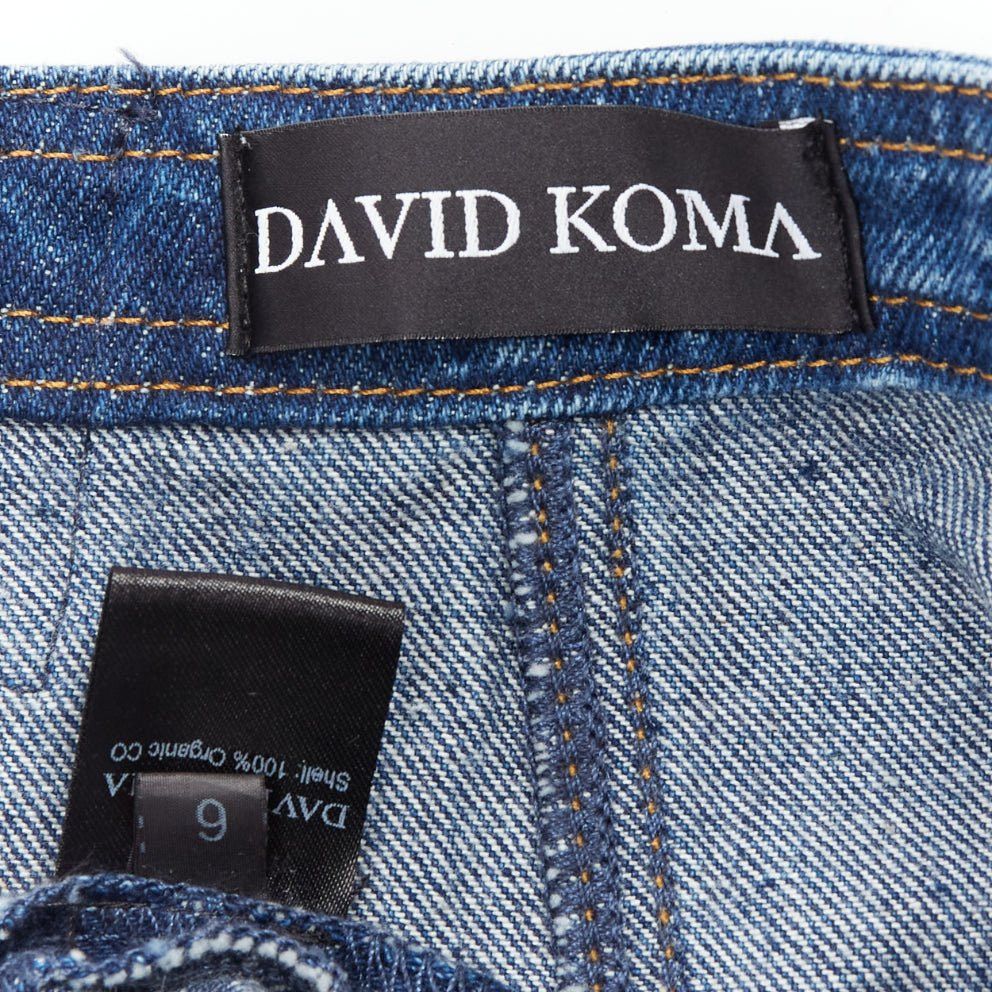Other DAVID KOMA 2022 blue organic cotton floral silver logo button skirt UK6 XS Size 26" / US 2 / IT 38 - 8 Thumbnail