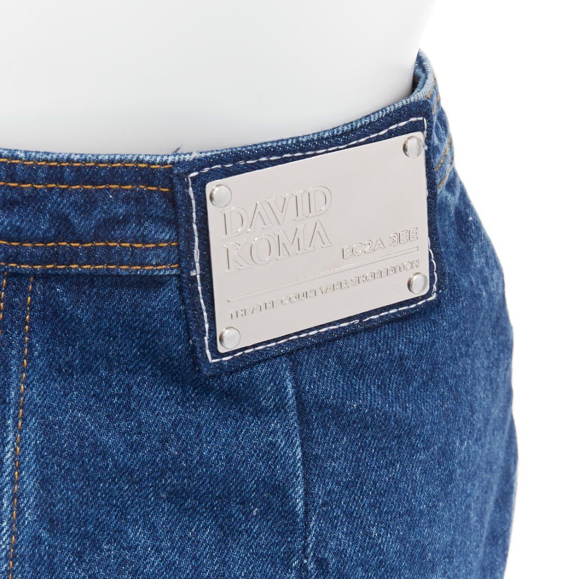 Other DAVID KOMA 2022 blue organic cotton floral silver logo button skirt UK6 XS Size 26" / US 2 / IT 38 - 2 Thumbnail