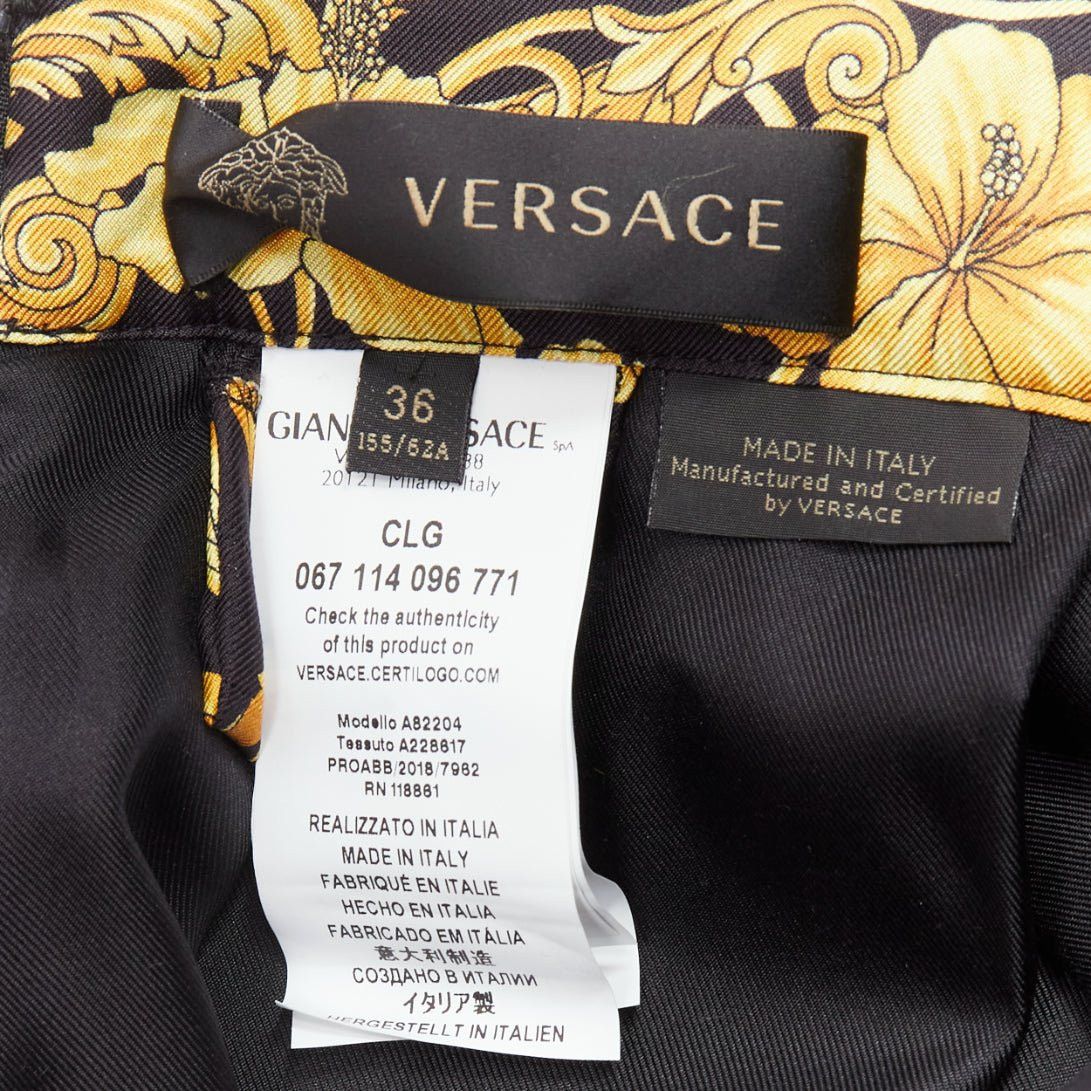 Versace VERSACE 2018 100% silk Barocco Hibiscus print lace trimmed flared skirt IT36 XS Size 25" / US 0 / IT 36 - 8 Thumbnail