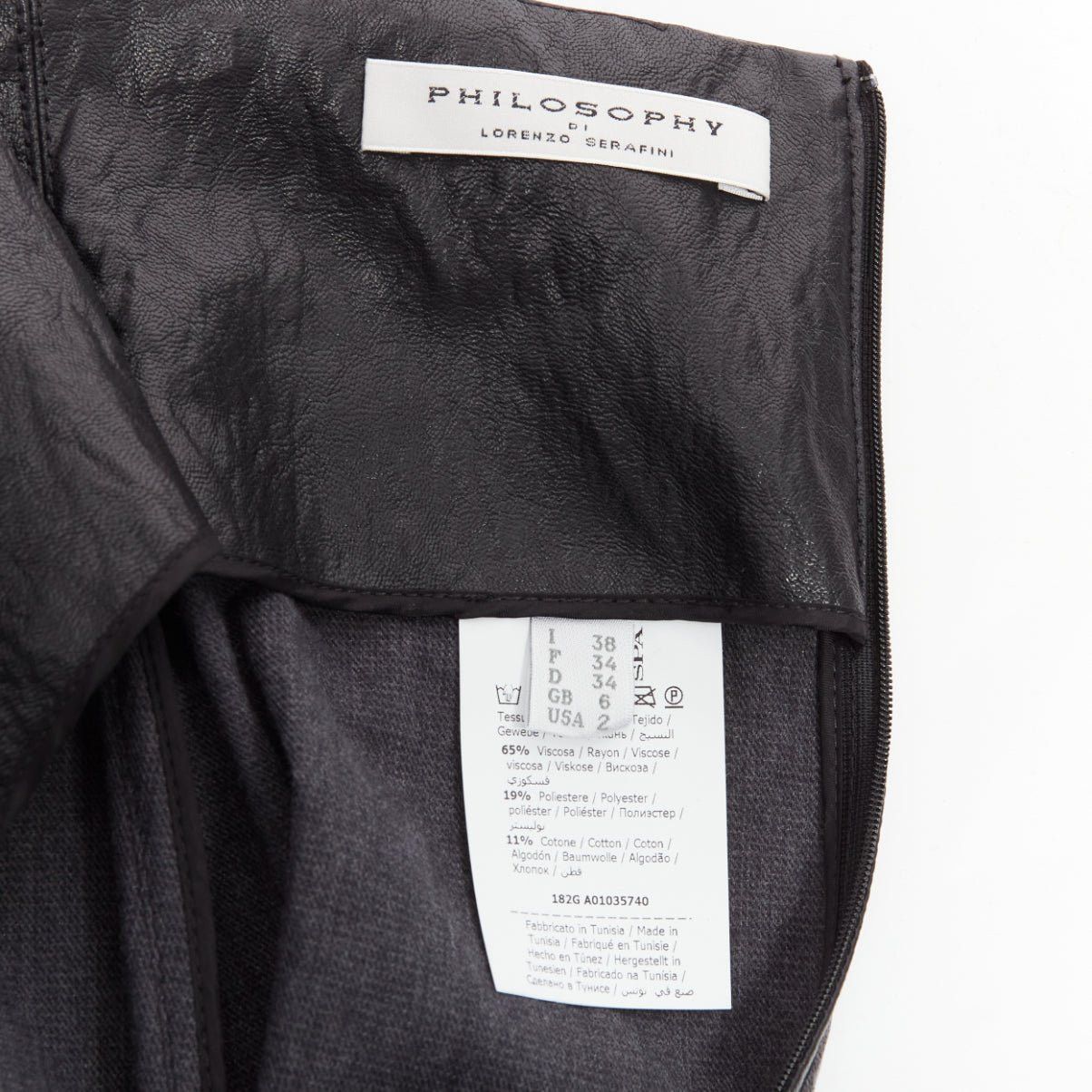 Philosophy di Lorenzo Serafini PHILOSOPHY DI LORENZO SERAFINI black faux crinkled leather A-line skirt IT38 XS Size 26" / US 2 / IT 38 - 8 Thumbnail