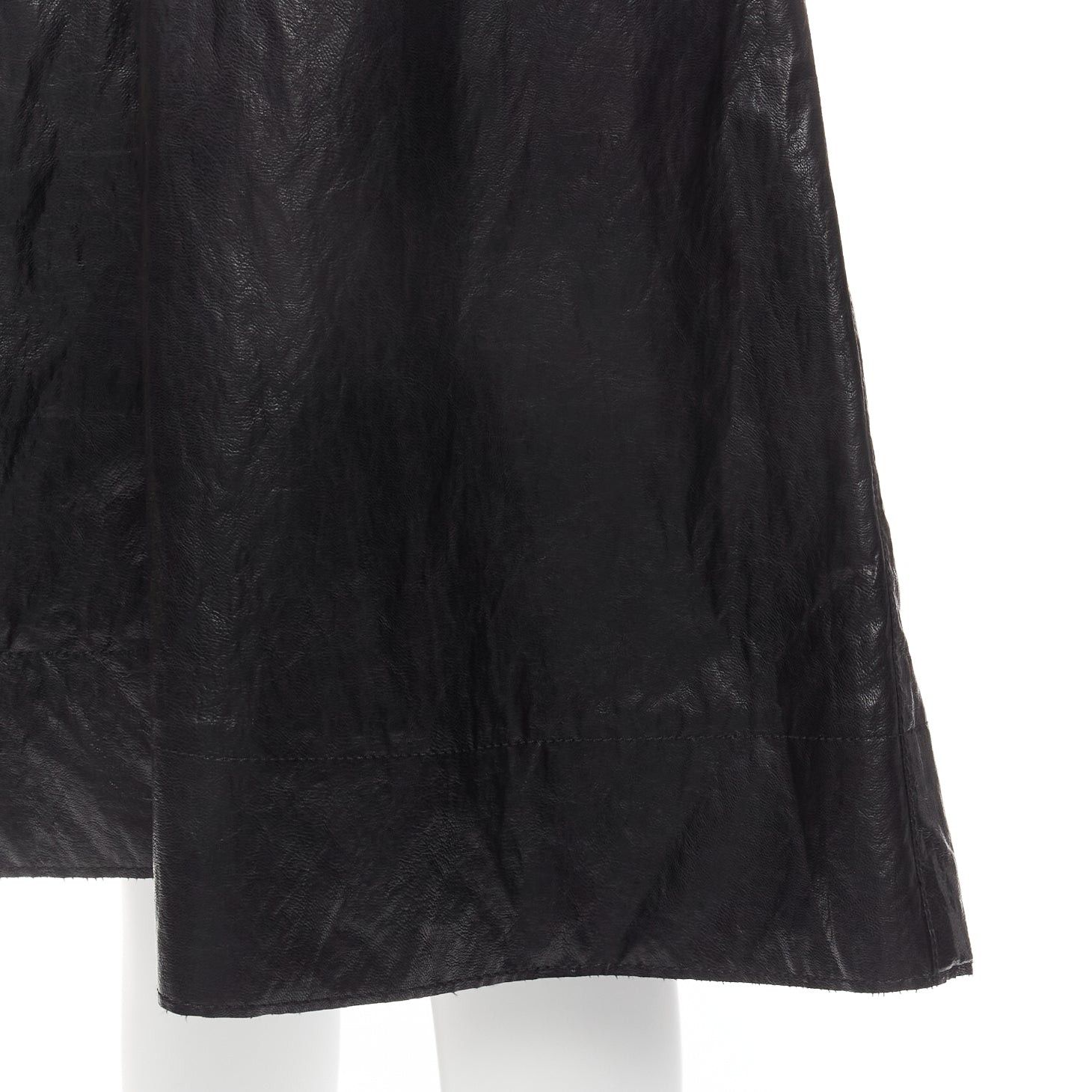 Philosophy di Lorenzo Serafini PHILOSOPHY DI LORENZO SERAFINI black faux crinkled leather A-line skirt IT38 XS Size 26" / US 2 / IT 38 - 7 Thumbnail