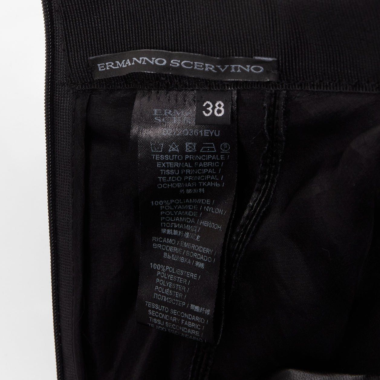 Ermanno Scervino ERMANNO SCERVINO black faux leather lattice embroidery scalloped skirt IT38 XS Size 26" / US 2 / IT 38 - 8 Thumbnail