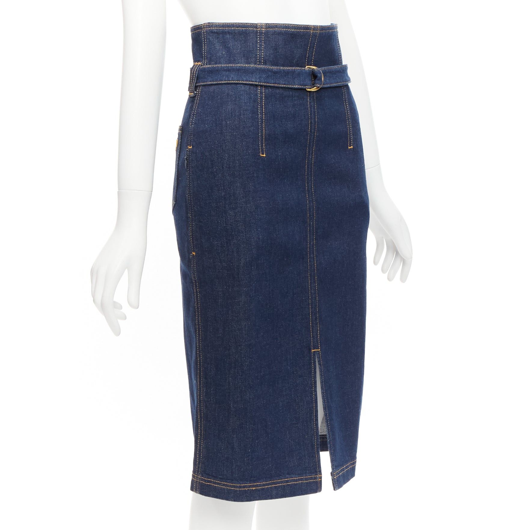 Philosophy di Lorenzo Serafini PHILOSOPHY DI LORENZO SERAFINI Olivia denim belted pencil skirt IT38 XS Size 26" / US 2 / IT 38 - 3 Thumbnail