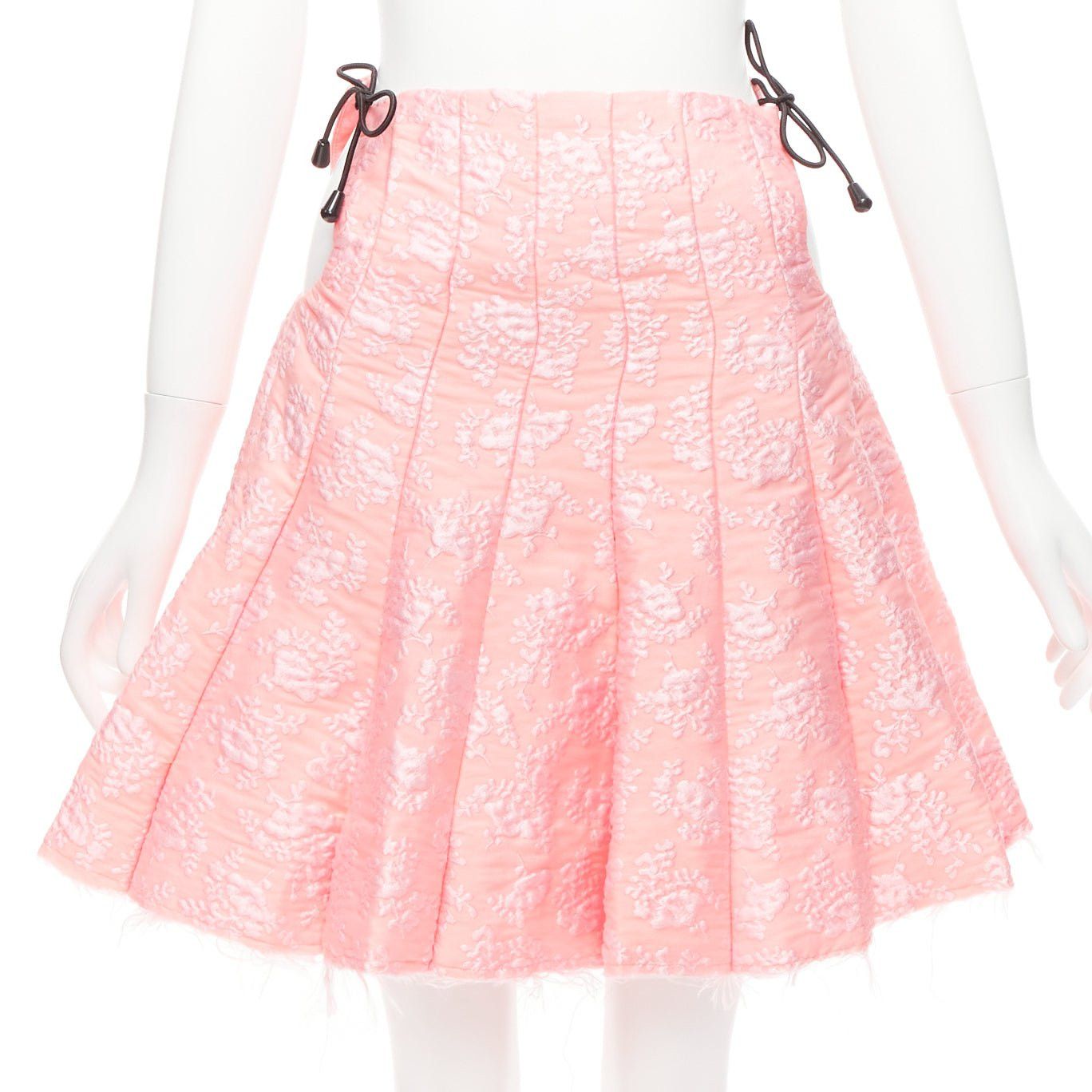 Shushu/Tong SHU SHU TONG light pink cloque bungee cord cut out waist flared skirt UK6 XS Size 26" / US 2 / IT 38 - 3 Thumbnail