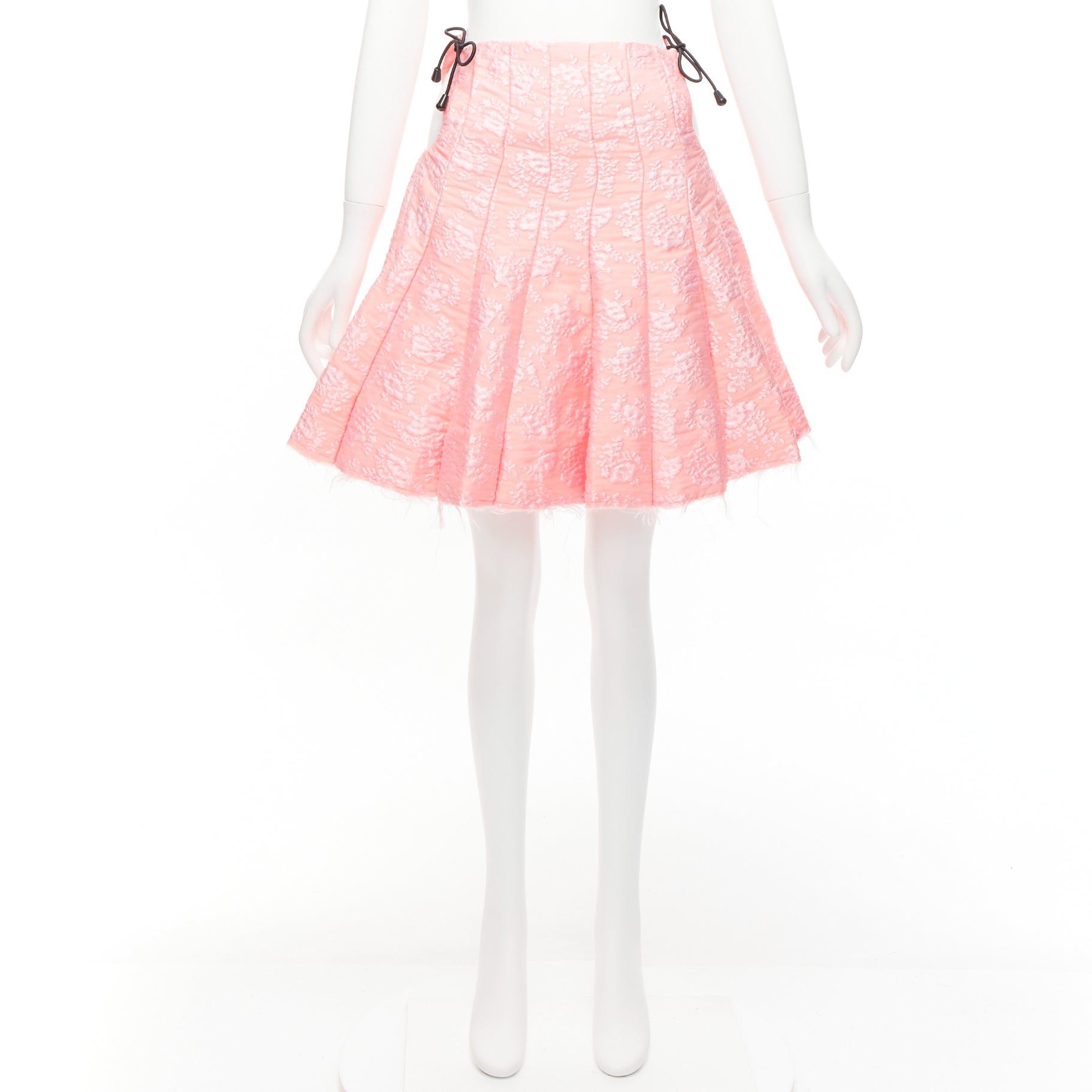 Shushu/Tong SHU SHU TONG light pink cloque bungee cord cut out waist flared skirt UK6 XS Size 26" / US 2 / IT 38 - 9 Thumbnail