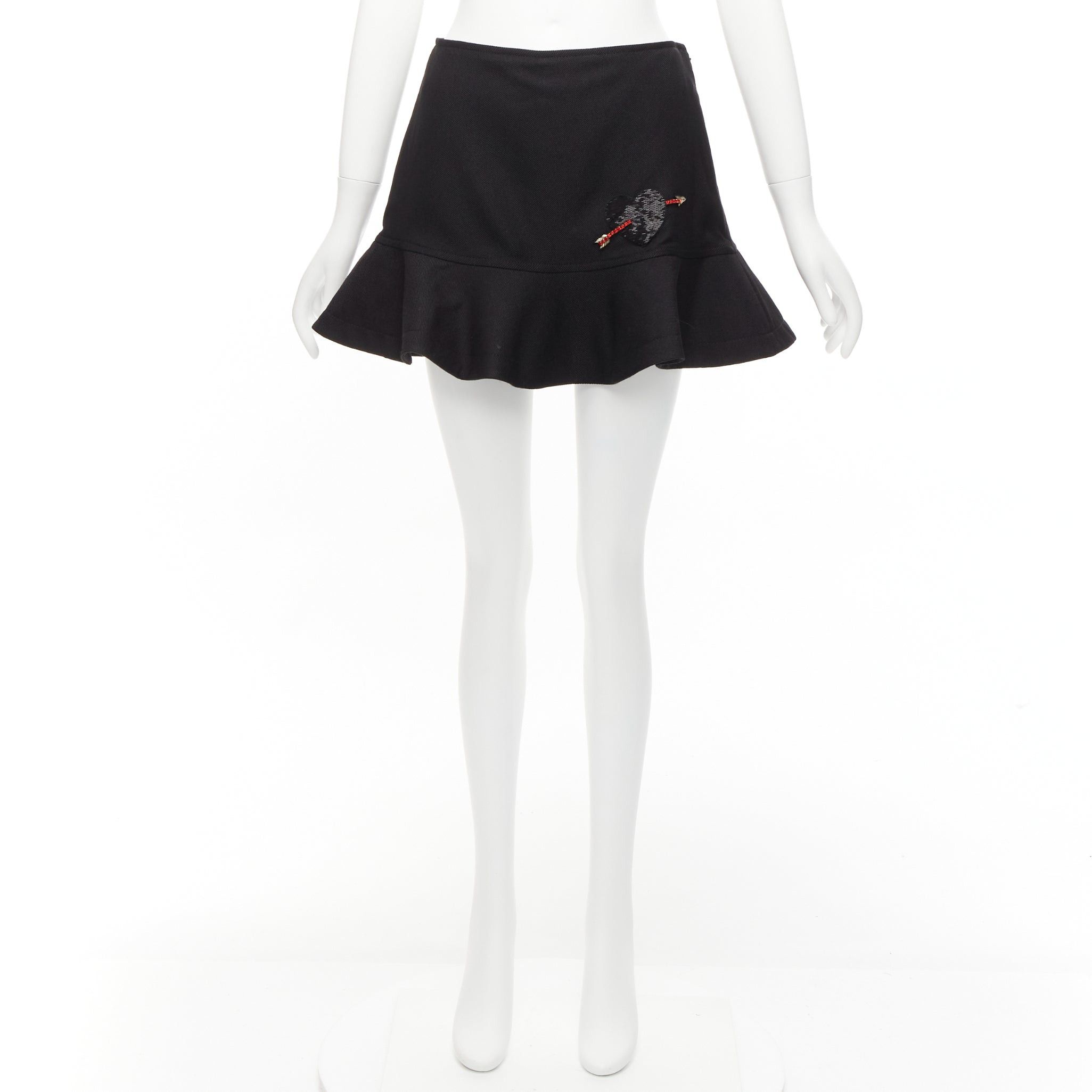 Valentino VALENTINO black virgin wool blend red bead Heart flared skirt shorts IT38 XS Size 26" / US 2 / IT 38 - 9 Thumbnail