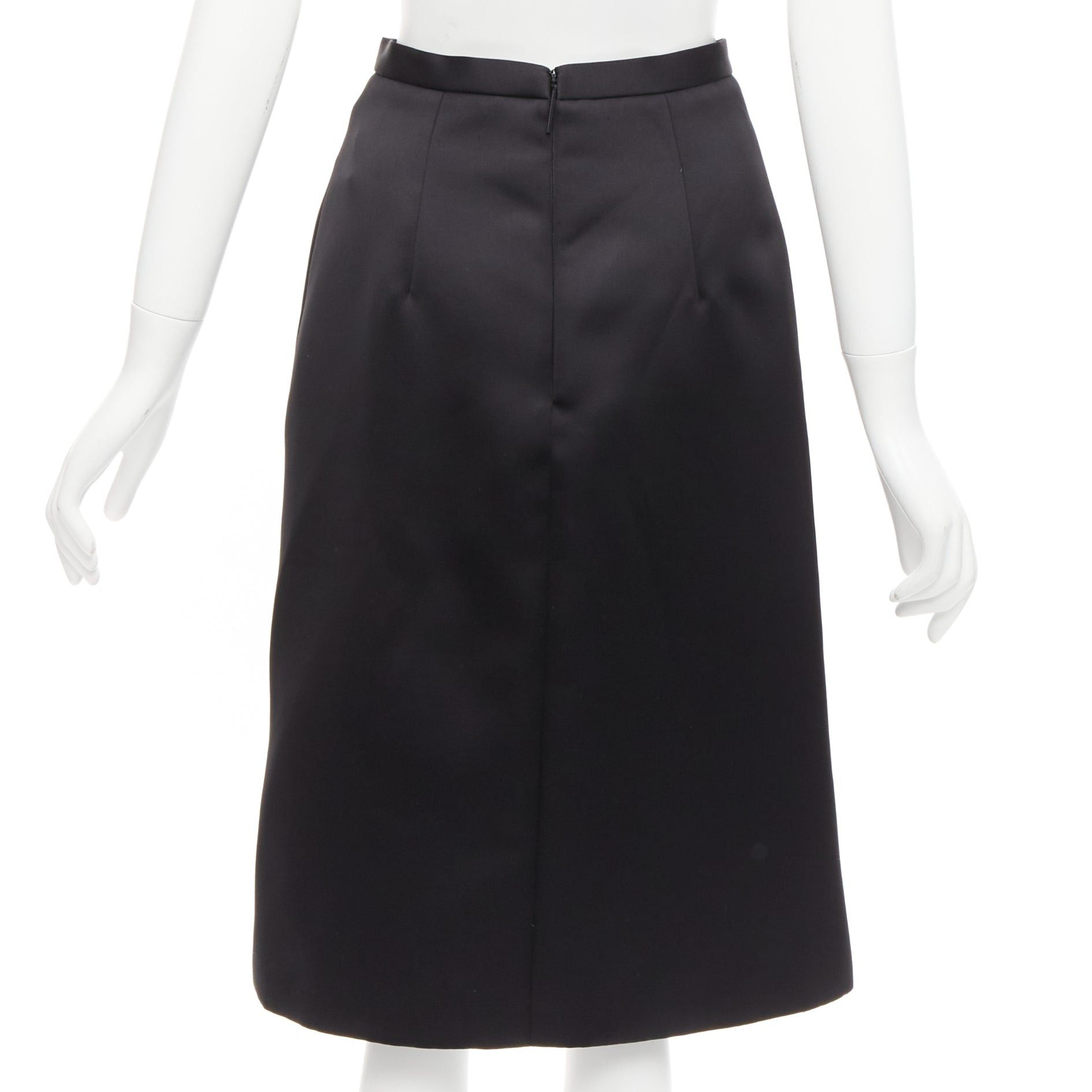 Christopher Kane CHRISTOPHER KANE 2019 Runway black satin silver jewel chain slit skirt IT38 XS Size 26" / US 2 / IT 38 - 6 Thumbnail