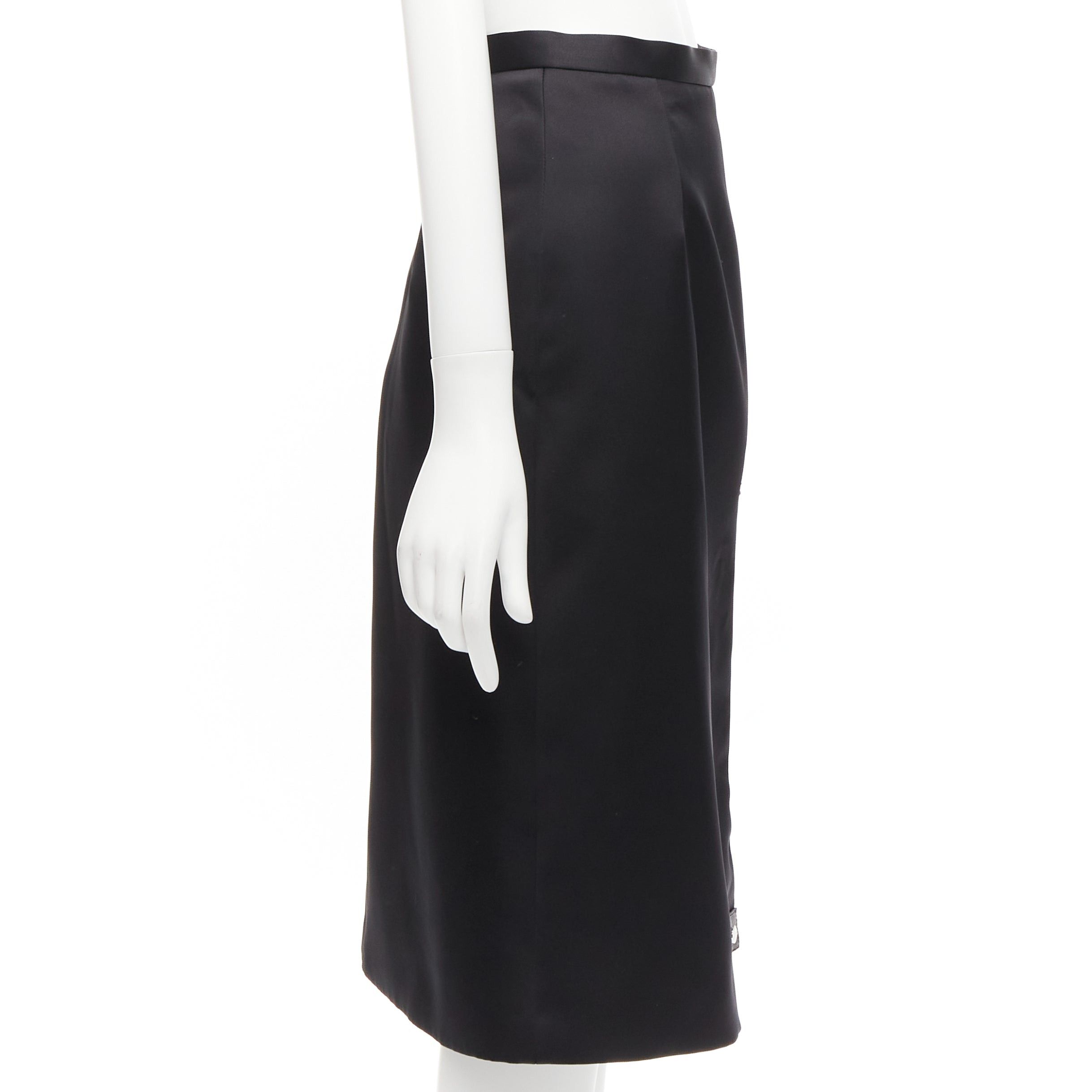 Christopher Kane CHRISTOPHER KANE 2019 Runway black satin silver jewel chain slit skirt IT38 XS Size 26" / US 2 / IT 38 - 4 Thumbnail
