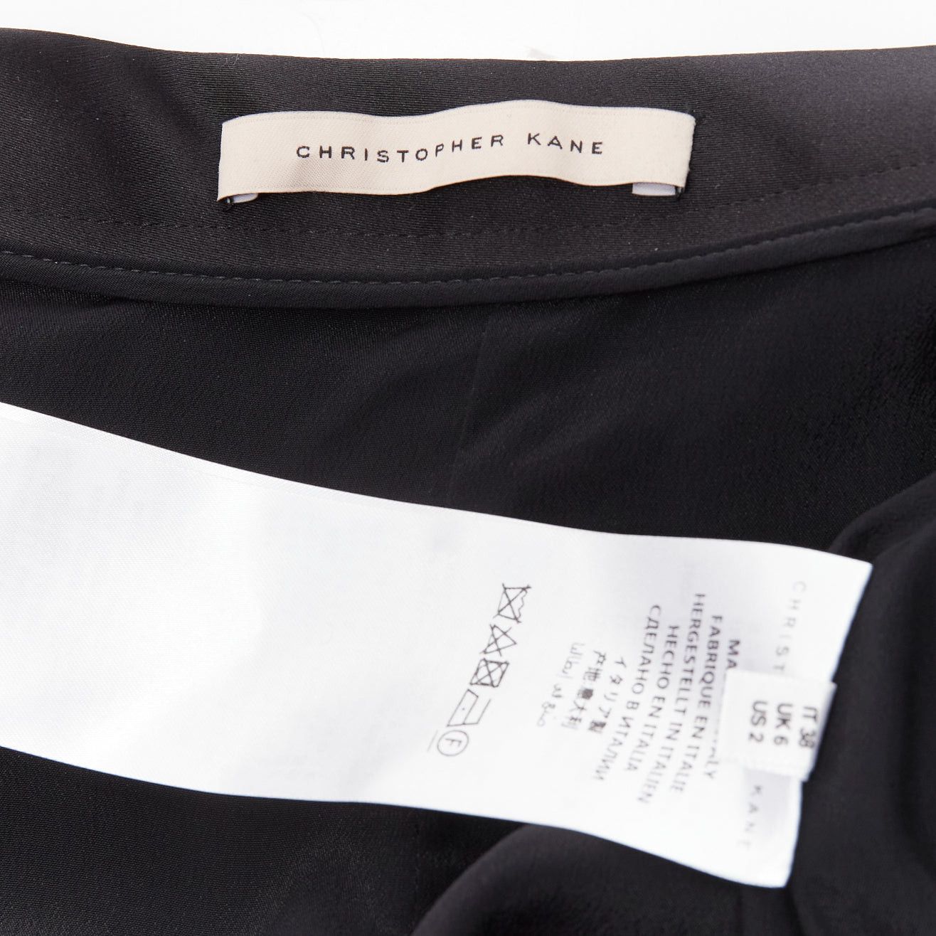 Christopher Kane CHRISTOPHER KANE 2019 Runway black satin silver jewel chain slit skirt IT38 XS Size 26" / US 2 / IT 38 - 8 Thumbnail