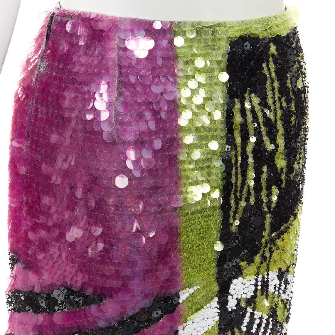 Dior rare CHRISTIN DIOR D-Jungle Lion sequins pailette bead embellished skirt FR34 Size 26" / US 2 / IT 38 - 6 Thumbnail