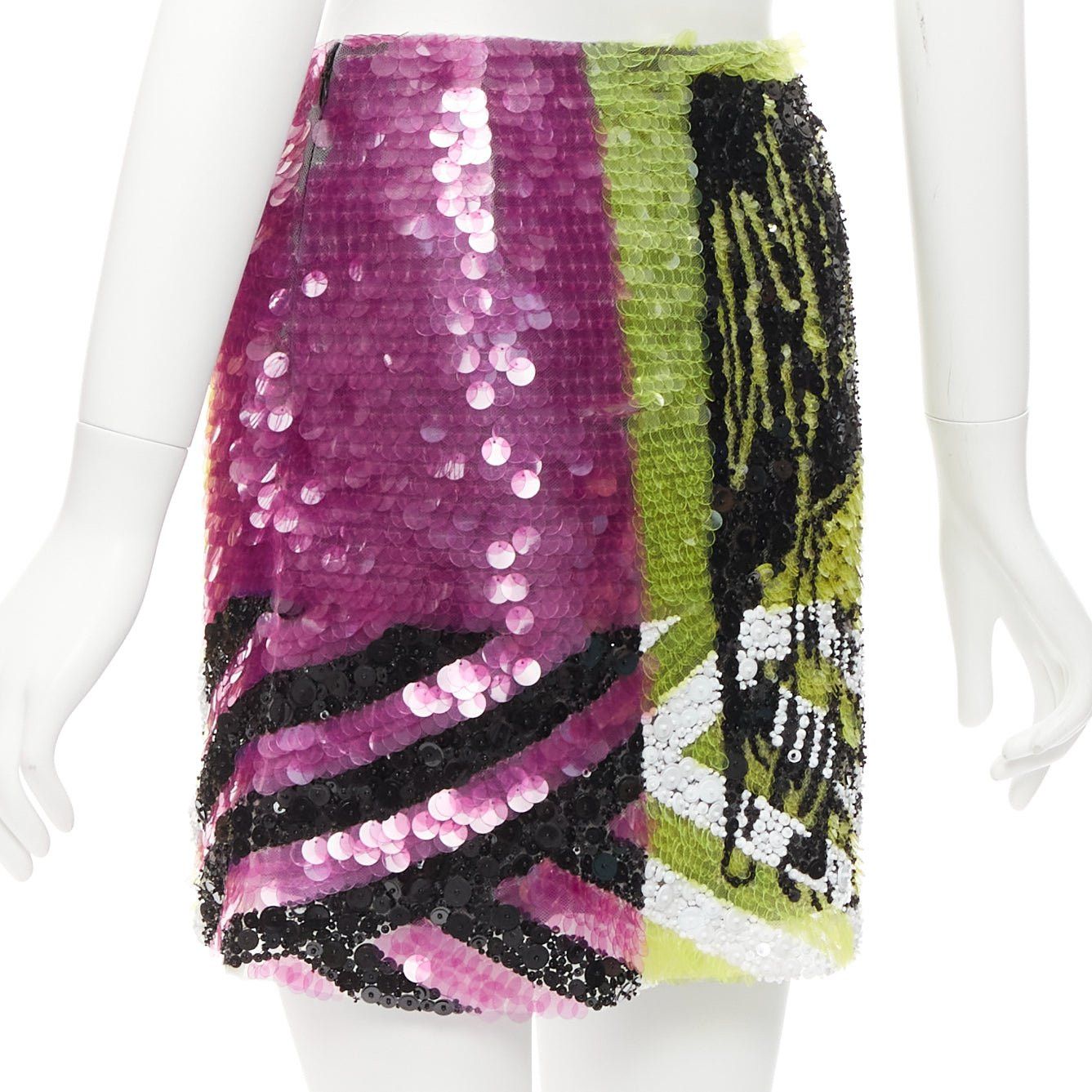 Dior rare CHRISTIN DIOR D-Jungle Lion sequins pailette bead embellished skirt FR34 Size 26" / US 2 / IT 38 - 5 Thumbnail