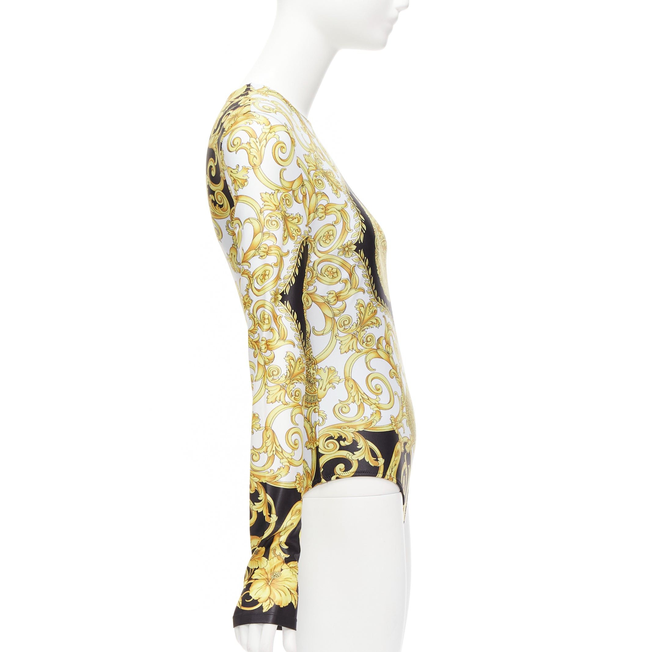 Versace VERSACE 2018 Tribute gold Medusa Barocco long sleeve bodysuit top IT38 XS Size XS / US 0-2 / IT 36-38 - 4 Thumbnail
