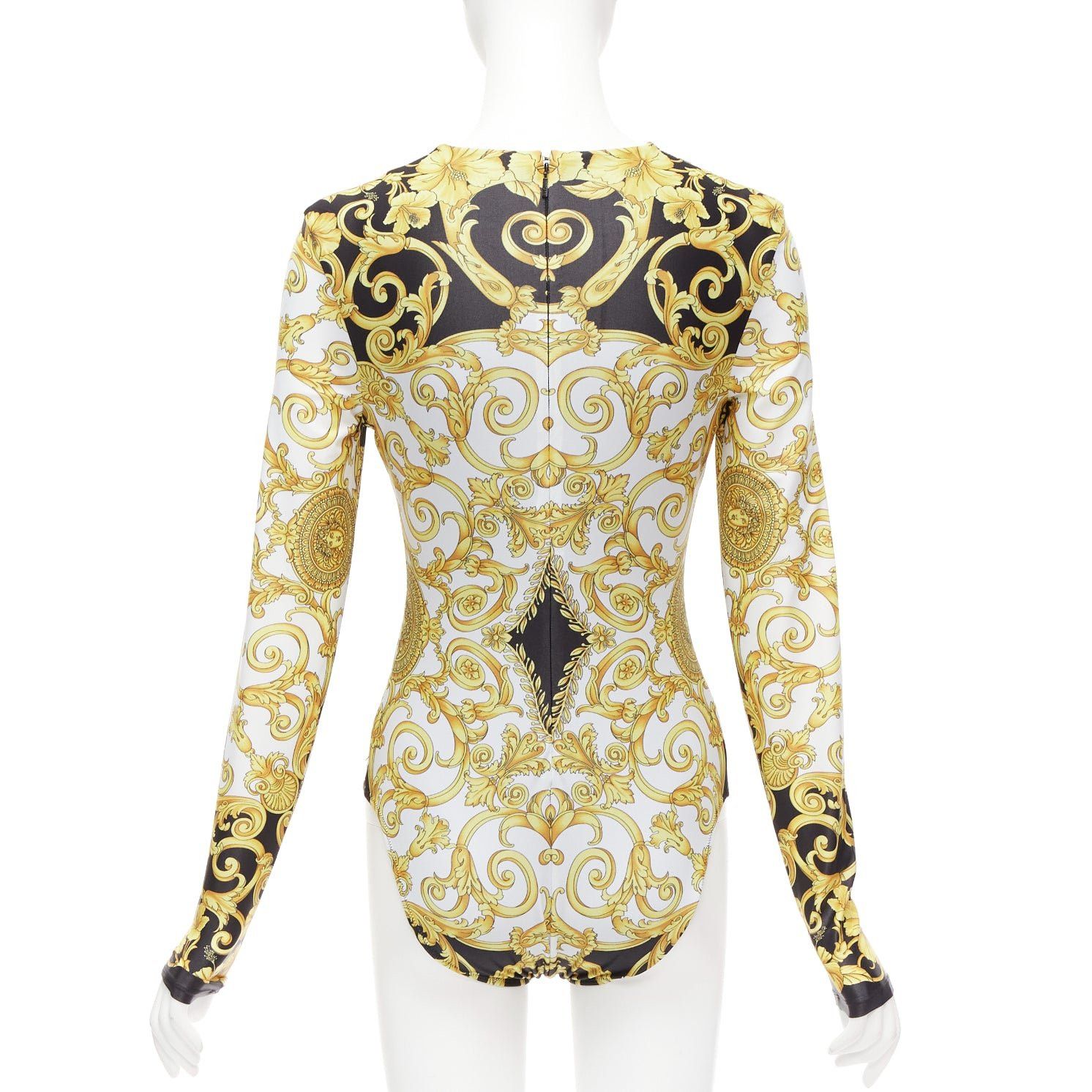 Versace VERSACE 2018 Tribute gold Medusa Barocco long sleeve bodysuit top IT38 XS Size XS / US 0-2 / IT 36-38 - 2 Thumbnail