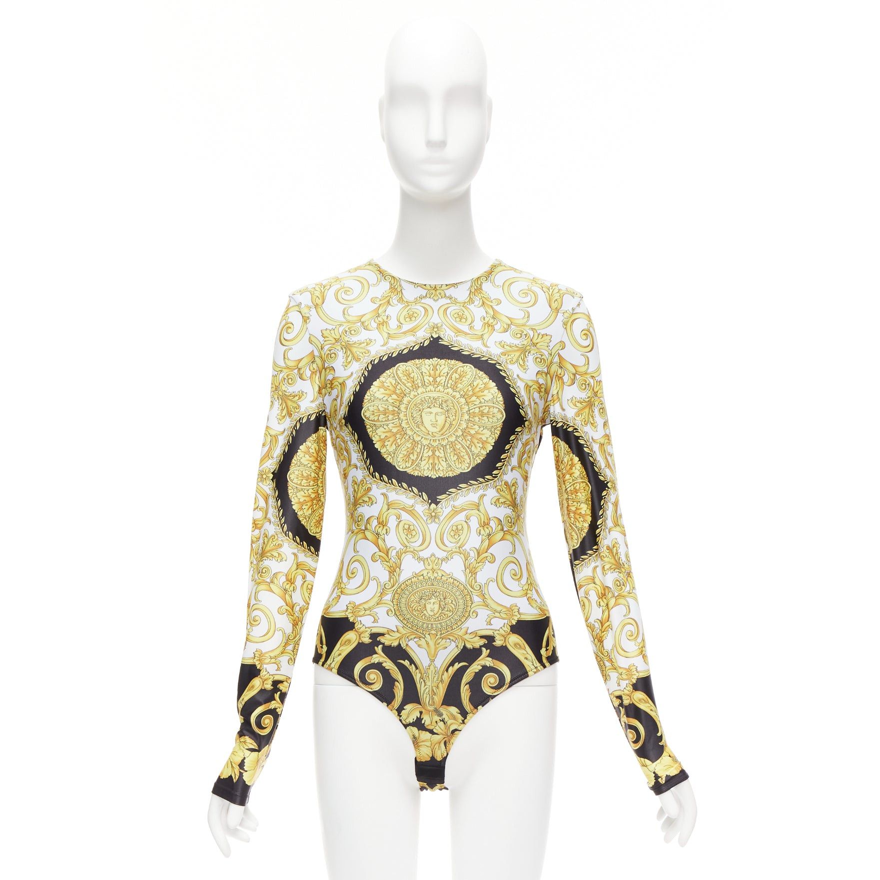 Versace VERSACE 2018 Tribute gold Medusa Barocco long sleeve bodysuit top IT38 XS Size XS / US 0-2 / IT 36-38 - 9 Thumbnail